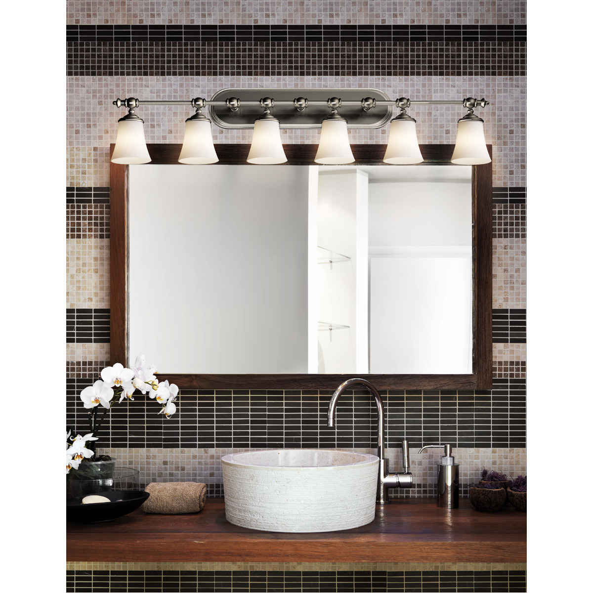 Justice Design FSN-8526-20-MROR-CROM-LED6-4200 Fusion LED 48 inch Polished Chrome Bath Bar Wall Light in 4200 Lm LED, Mercury Fusion, Tradition