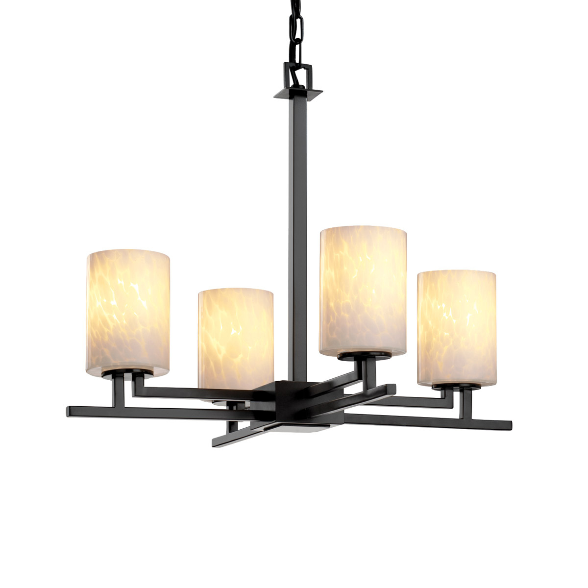 Justice Design FSN-8700-55-SEED-NCKL Fusion 4 Light 23 inch Brushed Nickel Chandelier Ceiling Light in Rectangle, Incandescent, Seeded Fusion