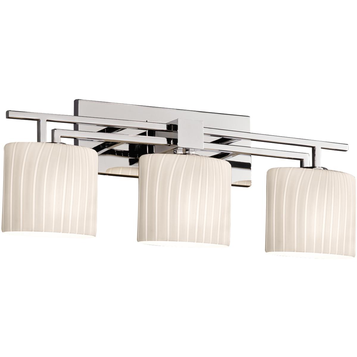 Justice Design FSN-8703-30-RBON-CROM Fusion 3 Light 26.5 inch Polished Chrome Bath Bar Wall Light in Oval, Incandescent, Ribbon Fusion