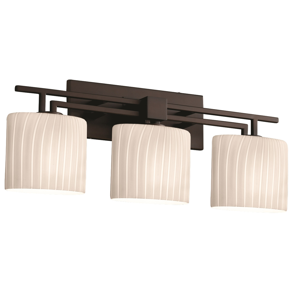 Justice Design FSN-8703-30-RBON-DBRZ Fusion 3 Light 26.5 inch Dark Bronze Bath Bar Wall Light in Oval, Incandescent, Ribbon Fusion