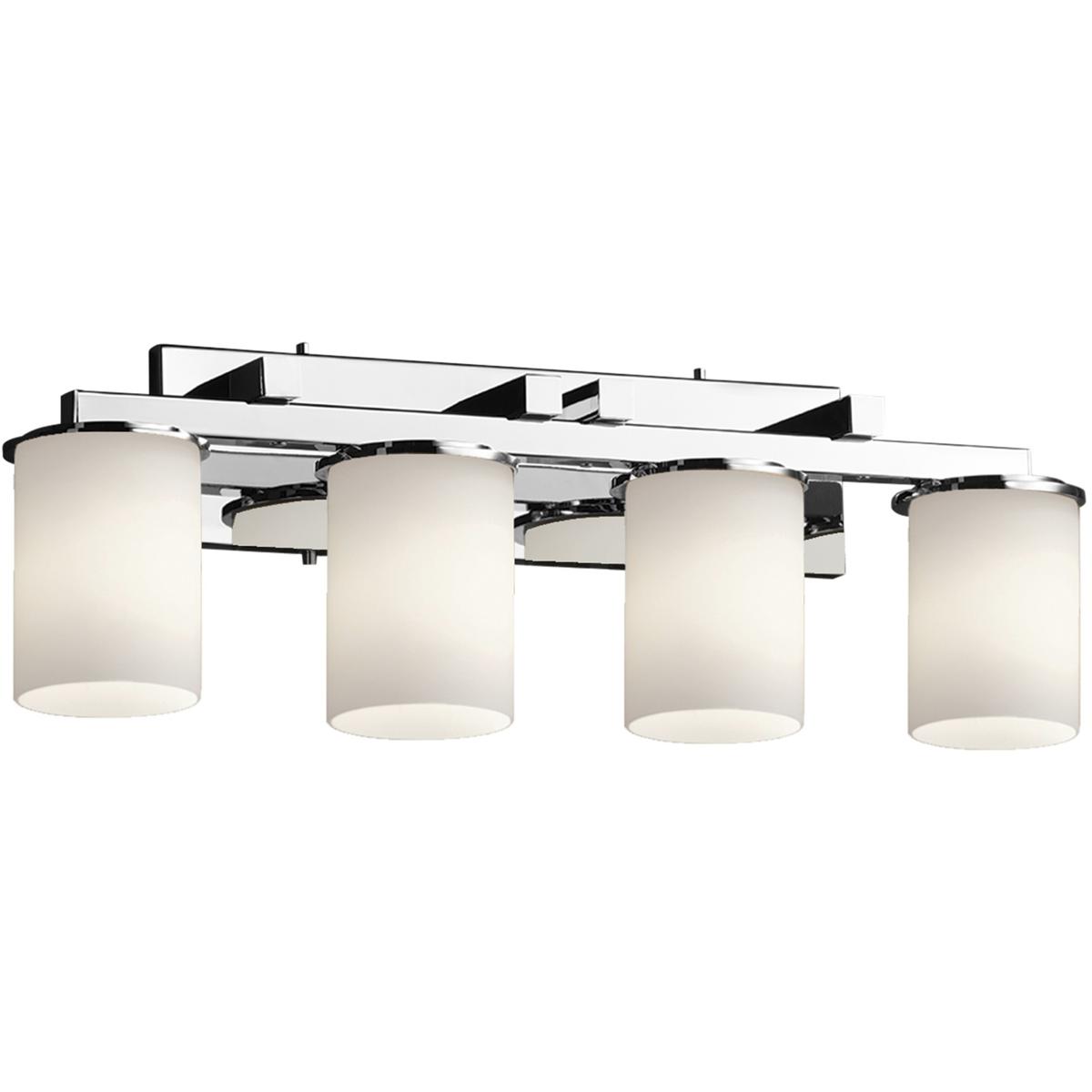 Justice Design FSN-8774-10-OPAL-CROM Fusion 4 Light 29 inch Polished Chrome and Opal Bath Vanity Light Wall Light