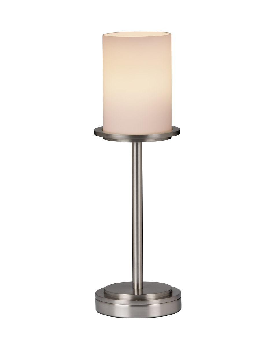 Justice Design FSN-8799-10-OPAL-NCKL-LED1-700 Fusion 16 inch 9.00 watt Brushed Nickel Table-Lamp Portable Light, Dakota