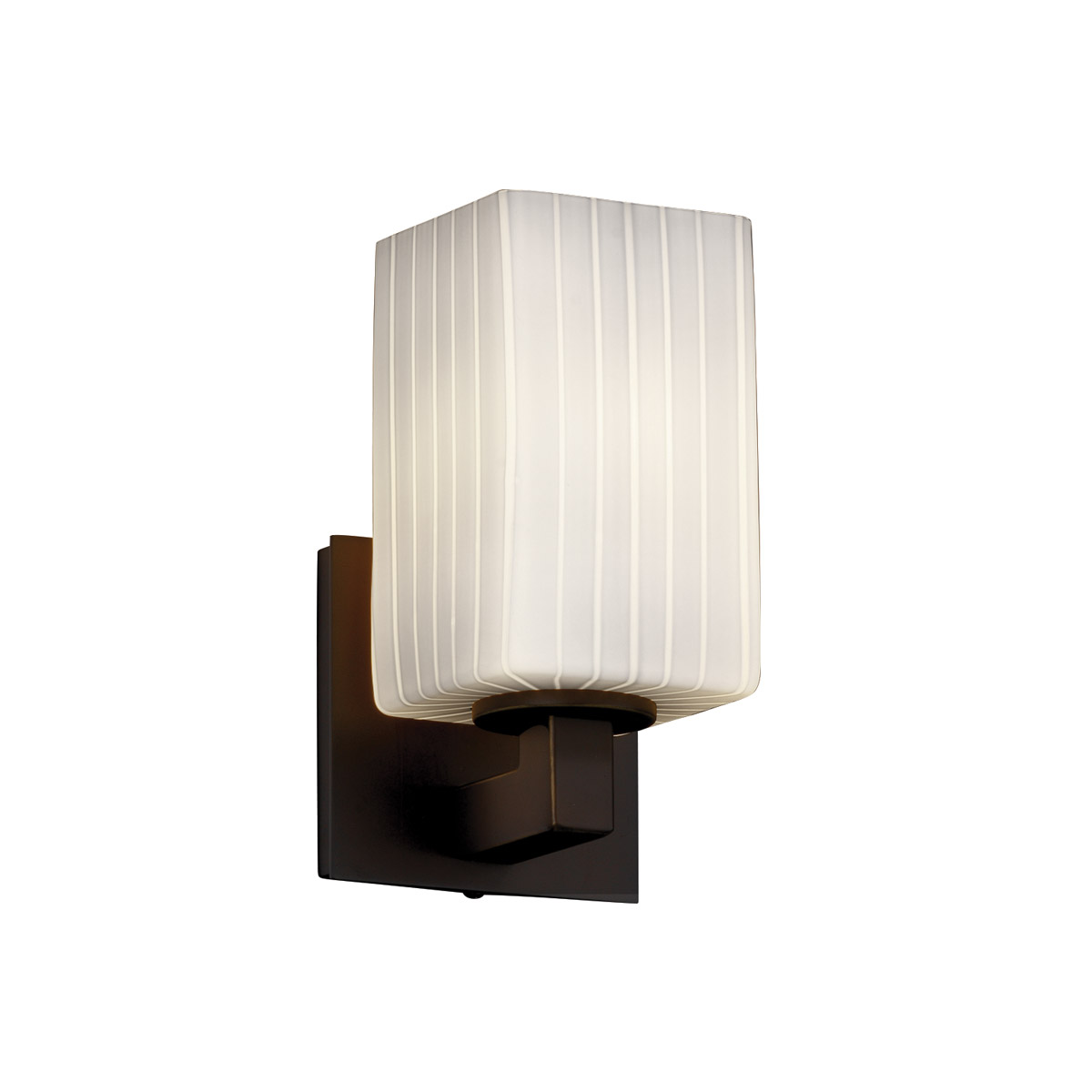 Justice Design FSN-8921-15-RBON-DBRZ Fusion Wall Sconce Wall Light in Dark Bronze, Square with Flat Rim, Incandescent, Ribbon Fusion