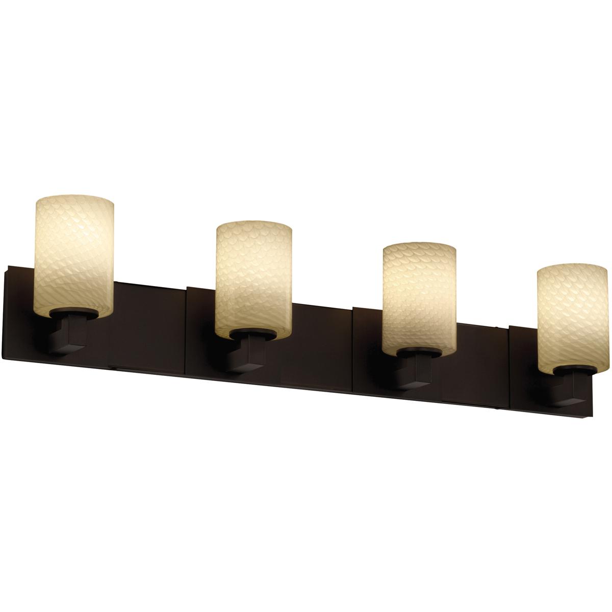 Justice Design FSN-8924-15-RBON-ABRS-LED4-2800 Fusion LED 35.25 inch Antique Brass Bath Bar Wall Light in 2800 Lm LED, Square with Flat Rim, Ribbon Fu