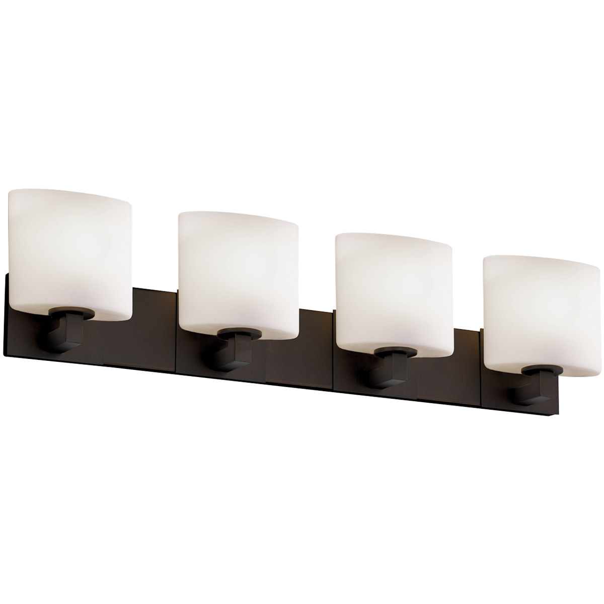 Justice Design FSN-8924-30-OPAL-DBRZ Fusion 4 Light 35.25 inch Dark Bronze Bath Bar Wall Light in Oval, Incandescent, Opal Fusion