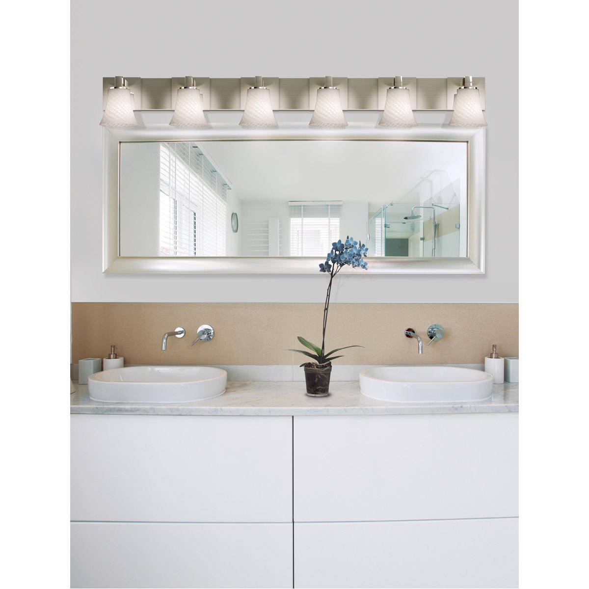 Justice Design FSN-8926-30-SEED-DBRZ-LED6-4200 Fusion LED 55.5 inch Dark Bronze Bath Bar Wall Light in 4200 Lm LED, Oval, Seeded Fusion
