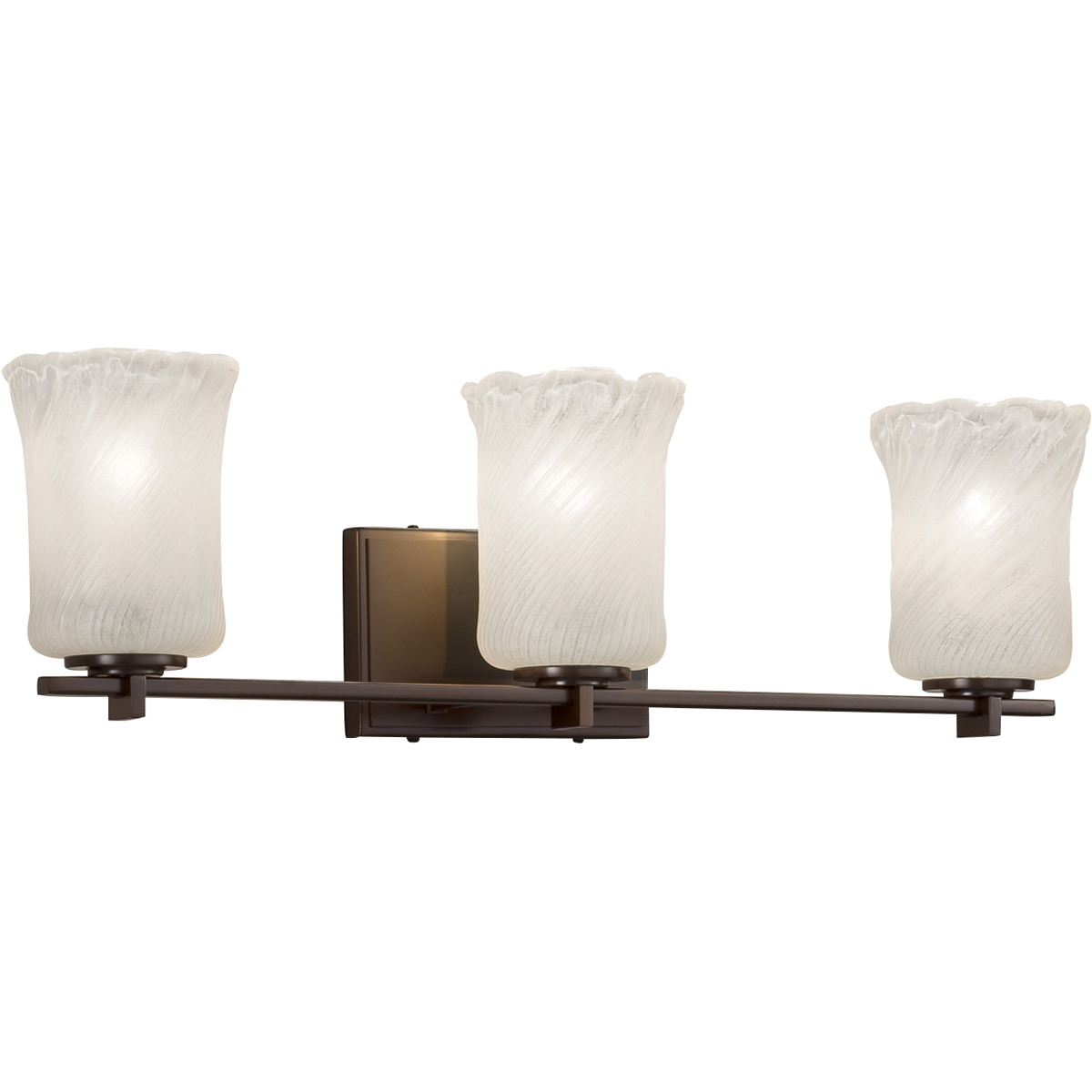 Justice Design GLA-8443-16-AMBR-MBLK Veneto Luce 3 Light 24.5 inch Matte Black Vanity Light Wall Light in Amber (Veneto Luce), Cylinder with Rippled R