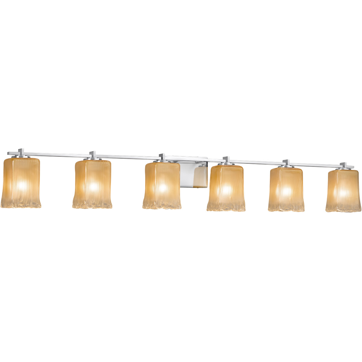 Justice Design GLA-8446-16-GLDC-CROM Veneto Luce Bath Bar Wall Light in Polished Chrome, Gold with Clear Rim (Veneto Luce), Cylinder with Rippled Rim,