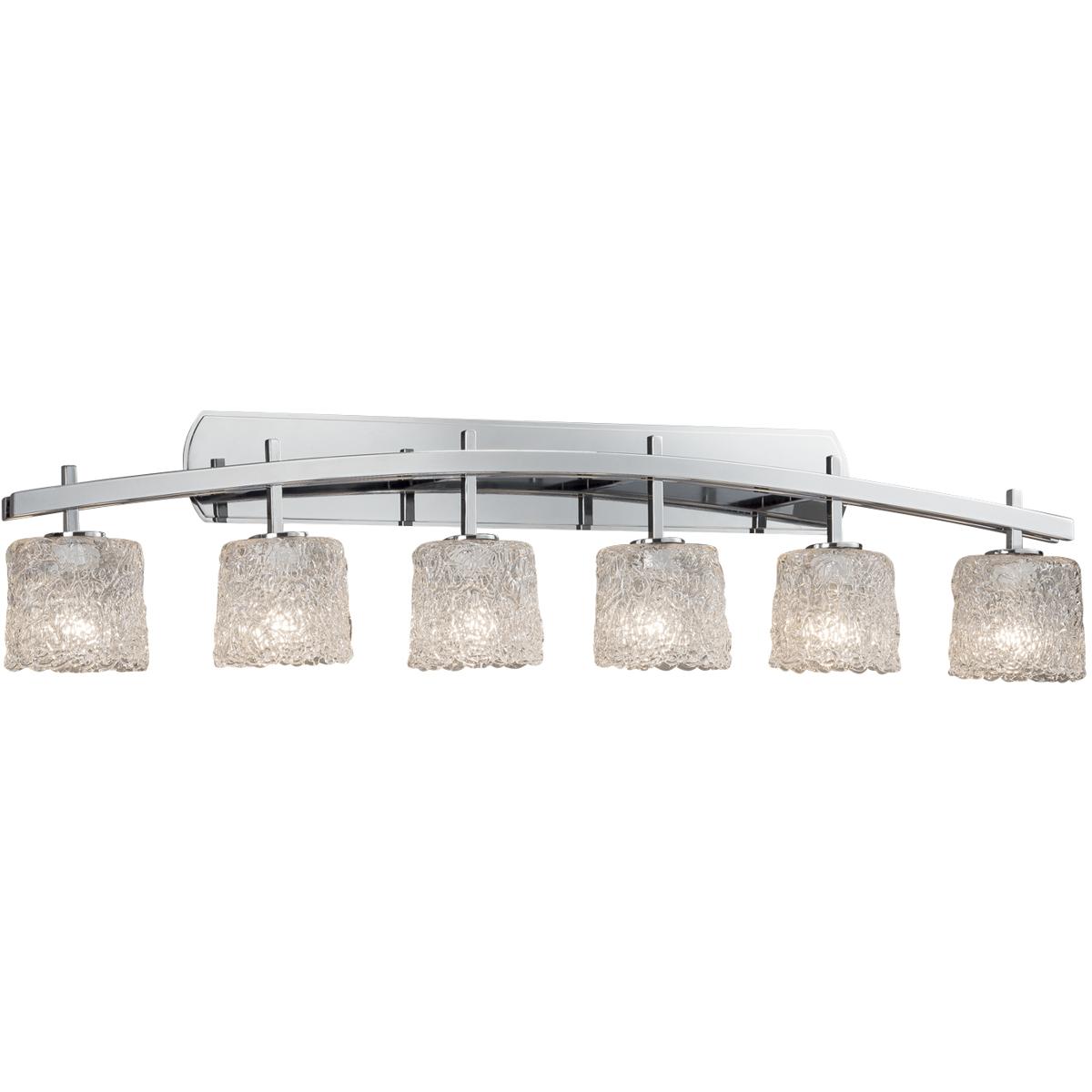 Justice Design GLA-8596-16-AMBR-CROM-LED6-4200 Veneto Luce 6 Light 55.5 inch Polished Chrome Bath Vanity Light Wall Light in 4200 Lm LED, Amber (Venet