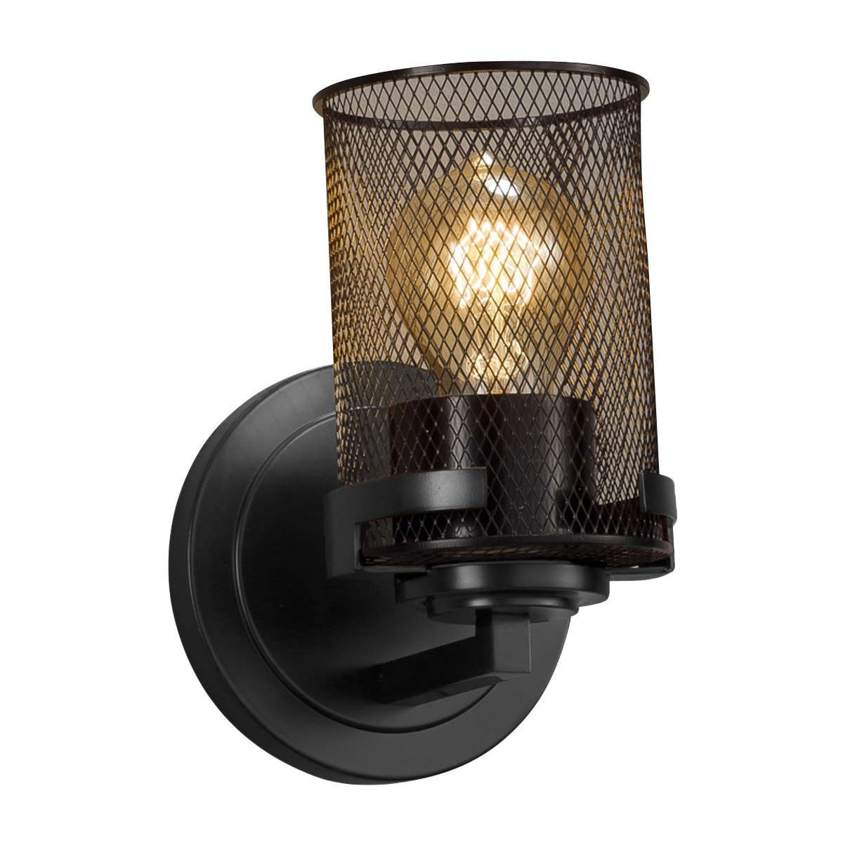Justice Design MSH-8451-10-MBLK Wire Mesh Wall Sconce Wall Light in Matte Black
