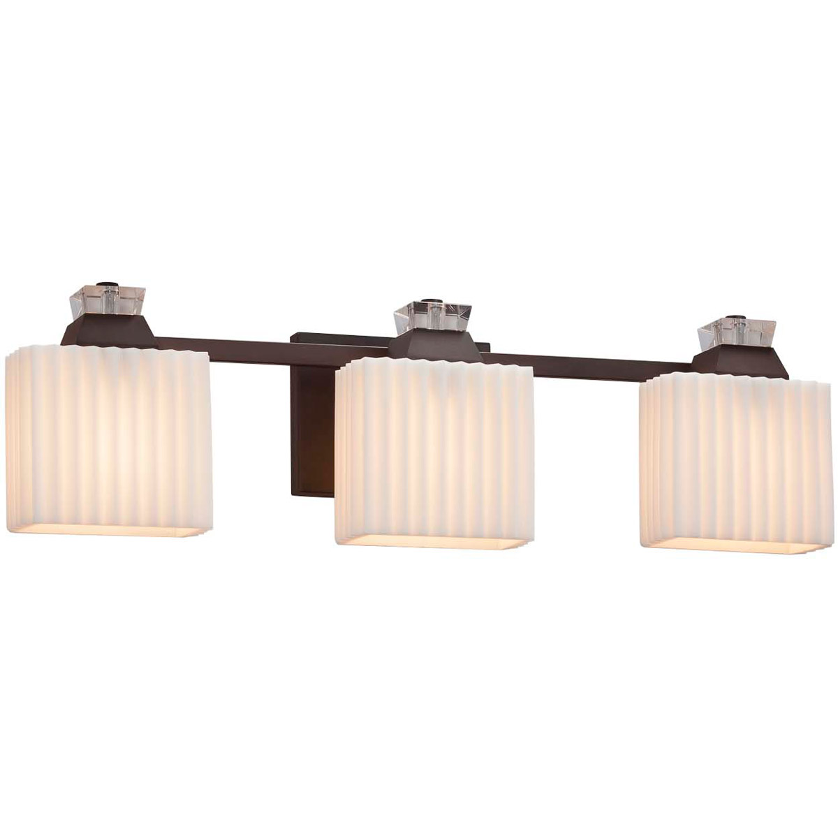 Justice Design PNA-8473-55-WAVE-CROM Porcelina 3 Light 24.5 inch Polished Chrome Bath Bar Wall Light in Waves, Incandescent