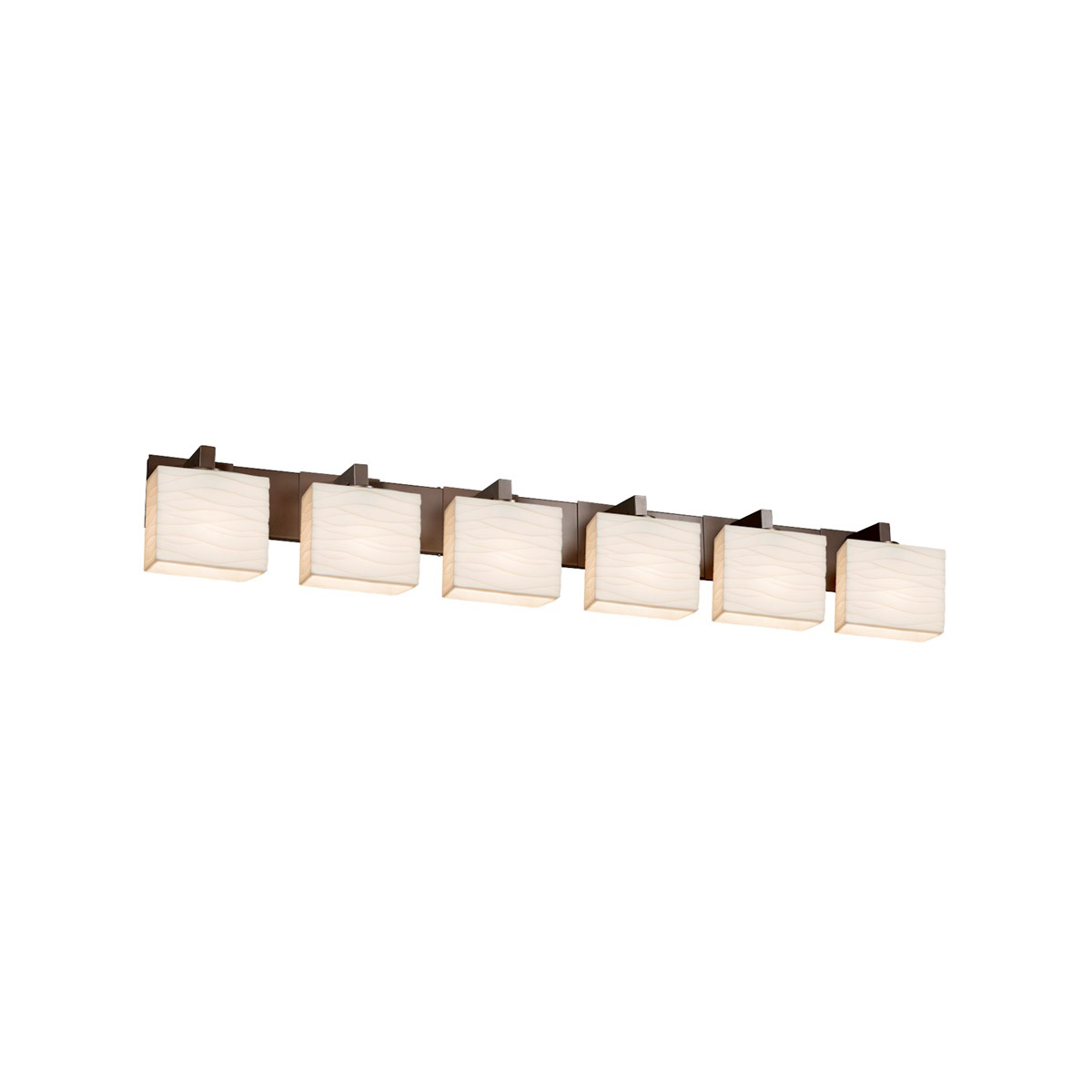 Justice Design PNA-8926-55-WAVE-NCKL-LED6-4200 Porcelina LED 55.5 inch Brushed Nickel Bath Vanity Light Wall Light in 4200 Lm LED, Waves