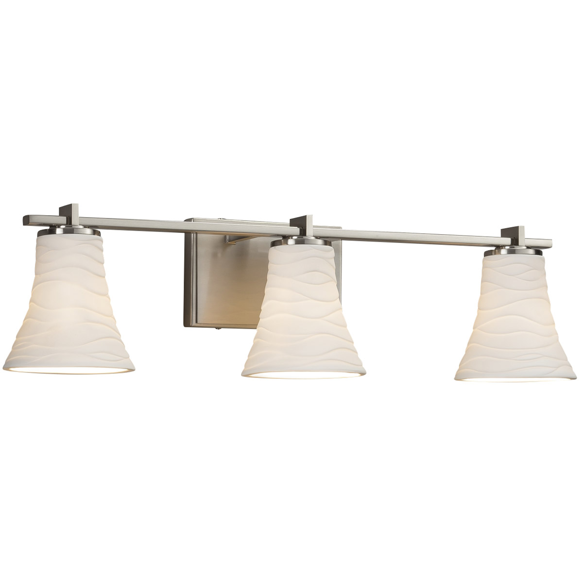 Justice Design POR-8443-10-BMBO-DBRZ-LED3-2100 Limoges LED 24 inch Dark Bronze Vanity Light Wall Light in 2100 Lm LED, Bamboo, Cylinder with Flat Rim