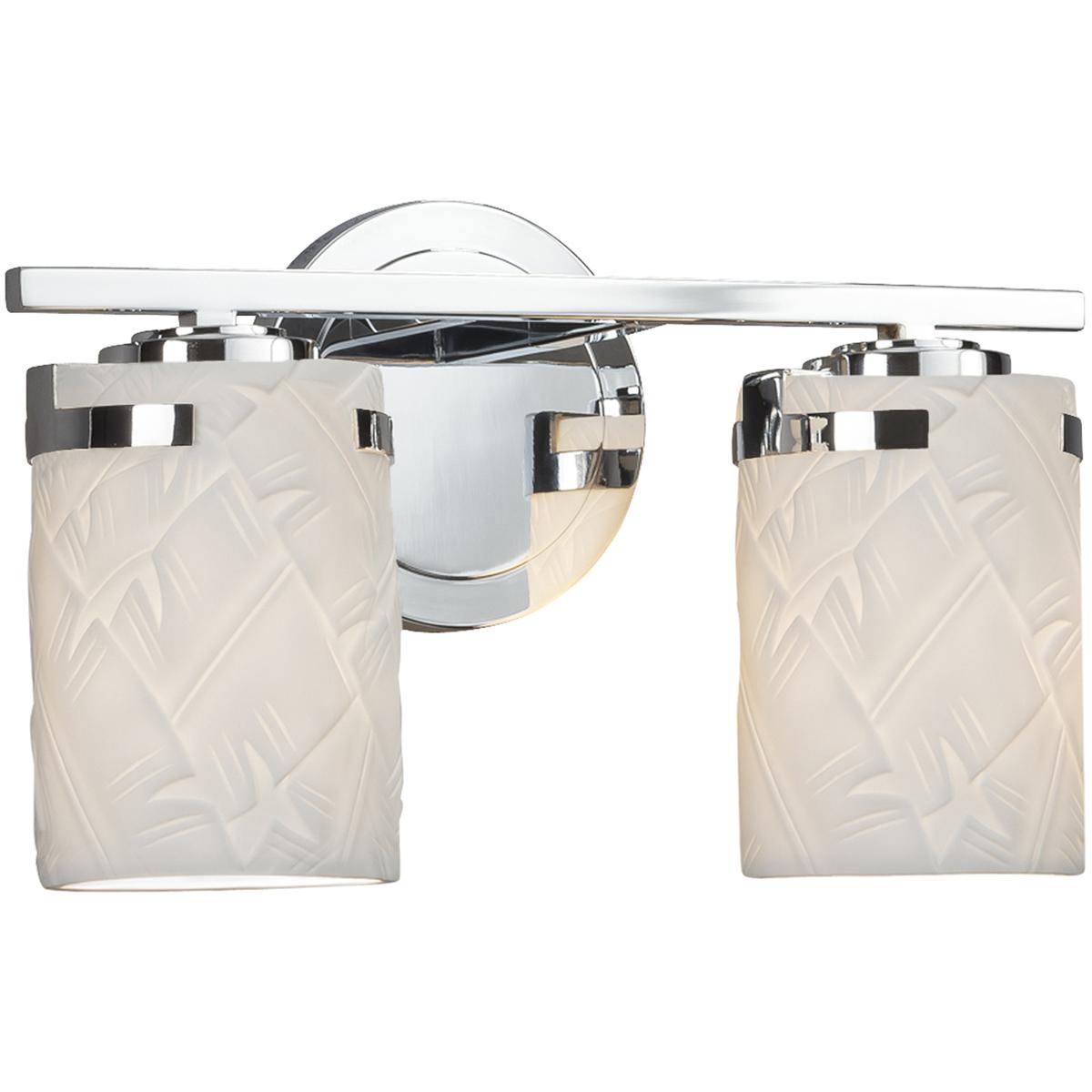 Justice Design POR-8452-10-PLET-CROM Limoges 2 Light 13.75 inch Polished Chrome Vanity Light Wall Light in Pleats, Incandescent