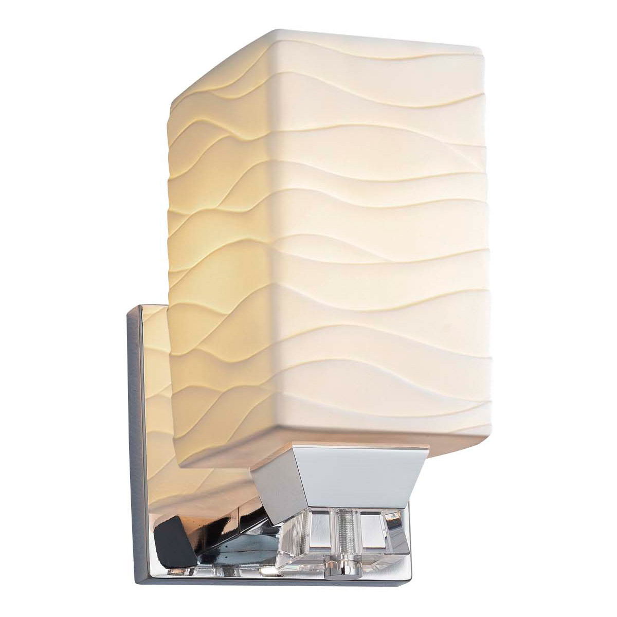 Justice Design POR-8471-10-WAVE-NCKL-LED1-700 Limoges Wall Sconce Wall Light in 700 Lm LED, Brushed Nickel, Waves, Cylinder with Flat Rim