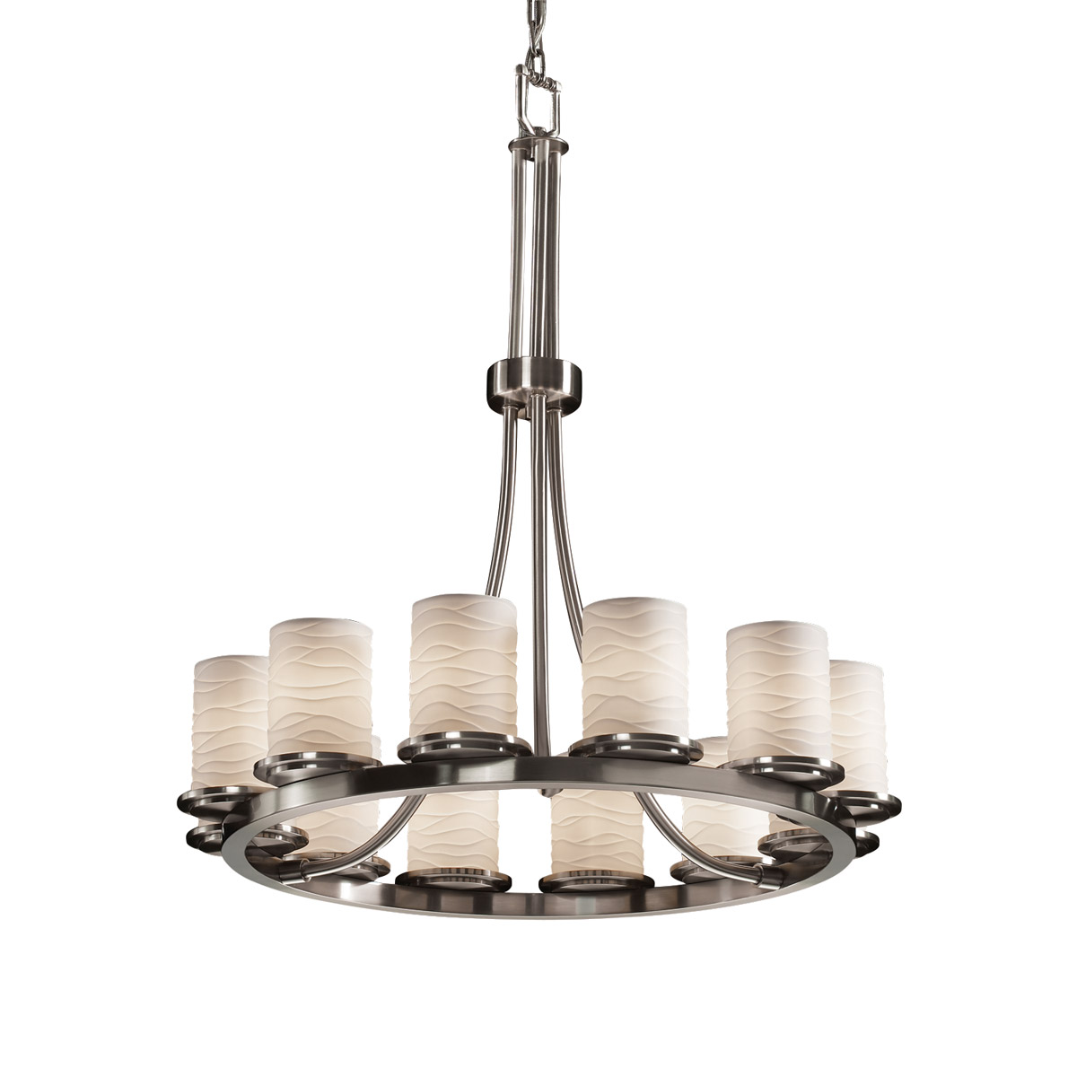Justice Design POR-8763-10-BMBO-DBRZ-LED12-8400 Limoges LED 28 inch Dark Bronze Chandelier Ceiling Light in Bamboo, 8400 Lm LED, Dakota