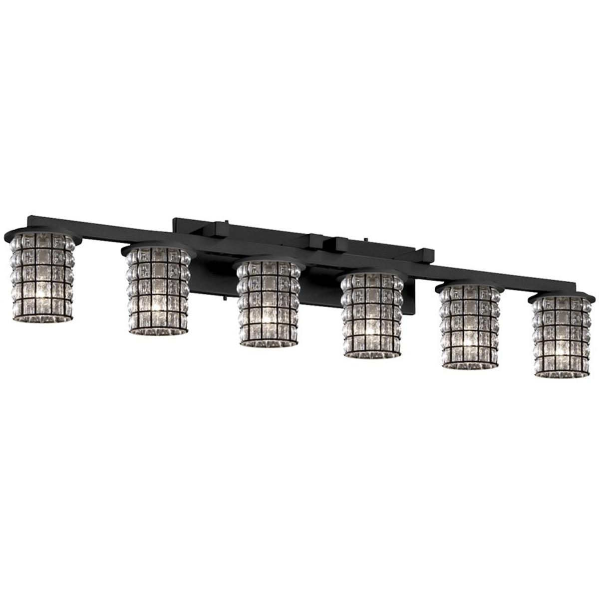 Justice Design WGL-8786-10-SWCB-CROM-LED6-4200 Wire Glass LED 45 inch Polished Chrome Bath Bar Wall Light in 4200 Lm LED, Swirl with Clear Bubbles, Da