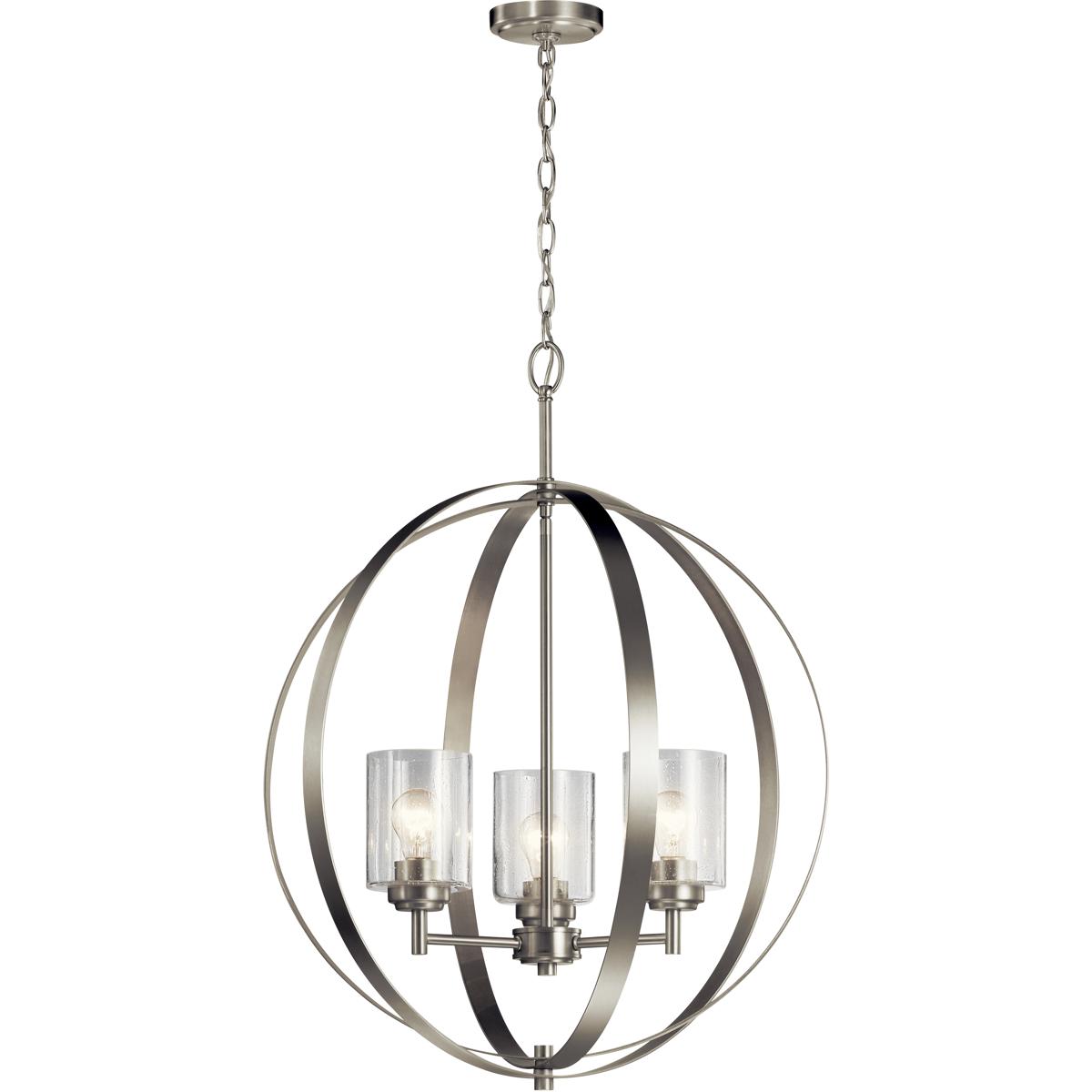 Kichler 44034NI Winslow 3 Light 24.5 inch Brushed Nickel Chandelier 1 Tier Medium Ceiling Light, Medium