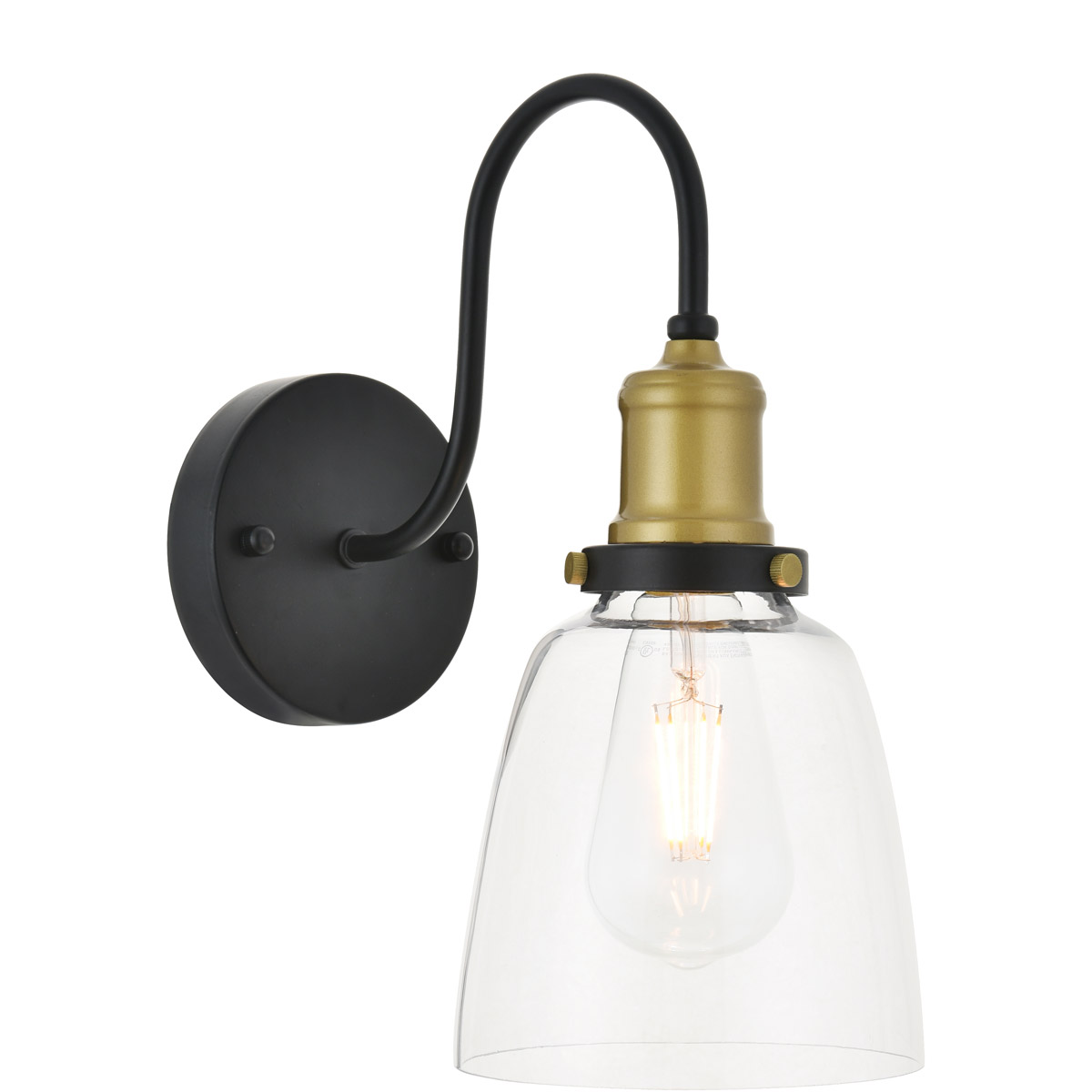 Decovio 12799-BB1 Aspinwall 1 Light 5.7 inch Brass and Black Wall Sconce Wall Light
