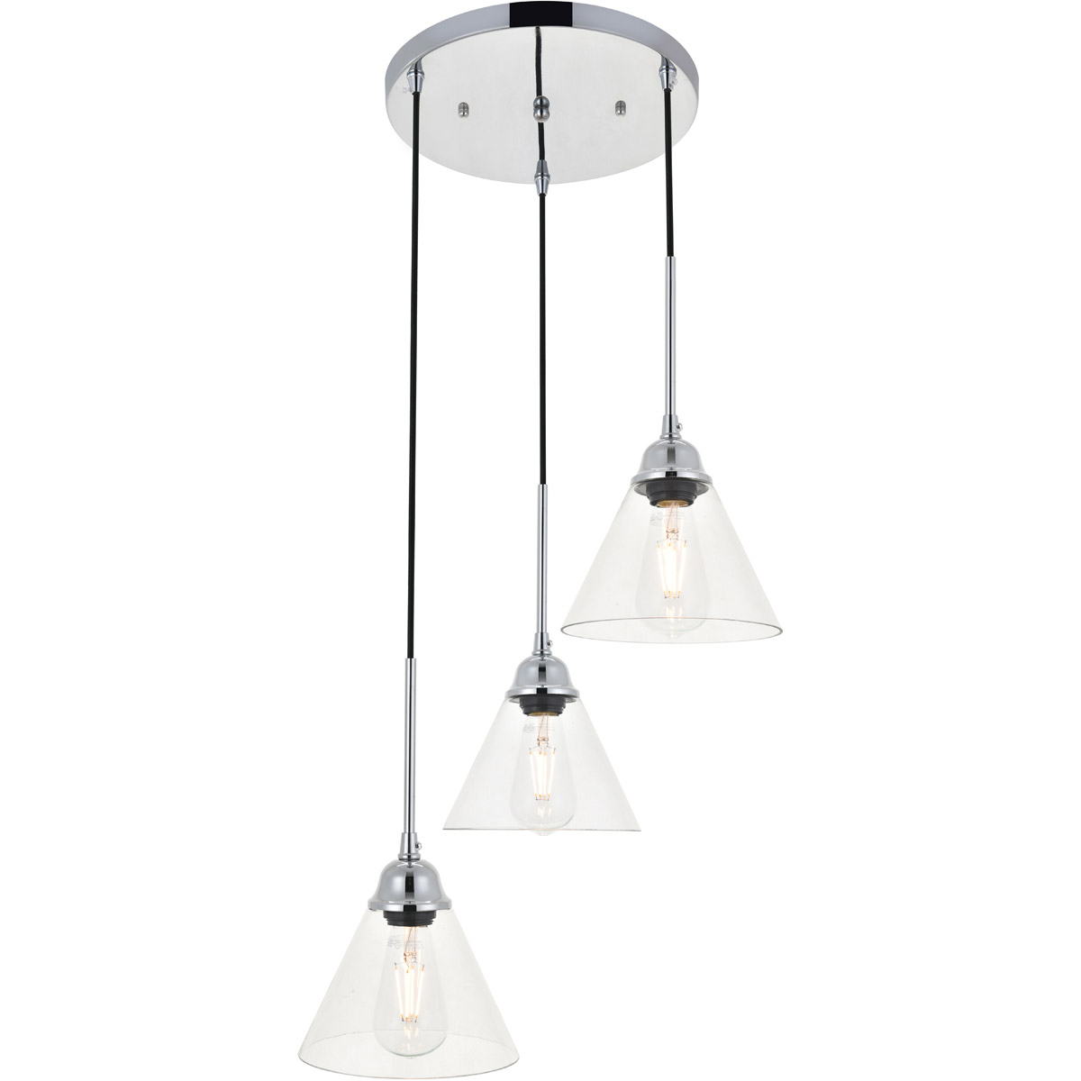 Living District LD4017D18C Histoire 3 Light 17.9 inch Chrome Pendant Ceiling Light