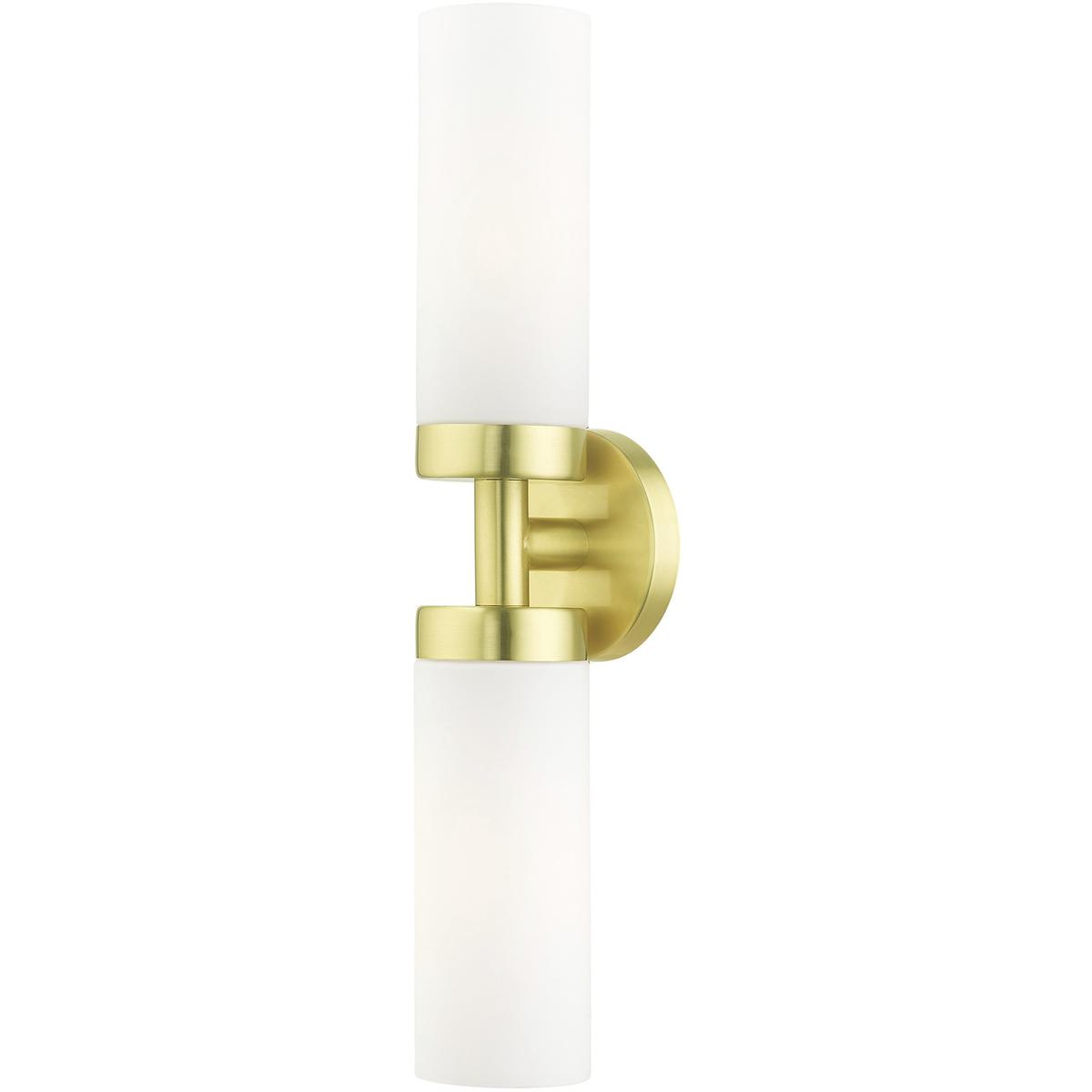 Livex Lighting 15072-12 Aero 2 Light 19.25 inch Satin Brass ADA Vanity Sconce Wall Light