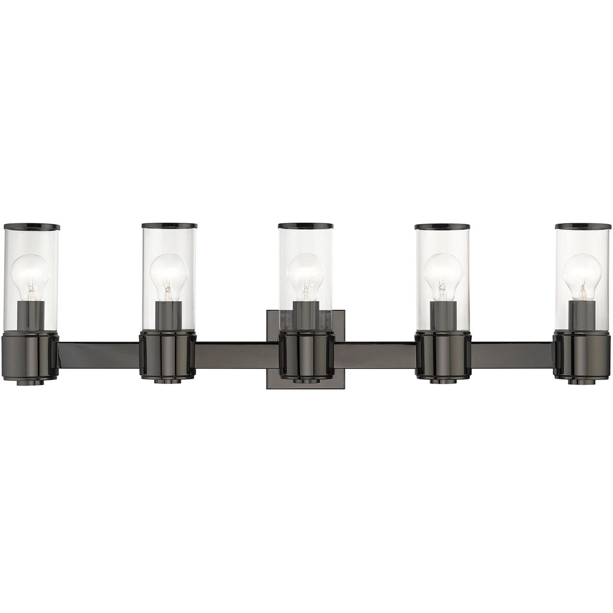 Livex Lighting 17145-46 Quincy 5 Light 35.5 inch Black Chrome Large Vanity Sconce Wall Light, Large