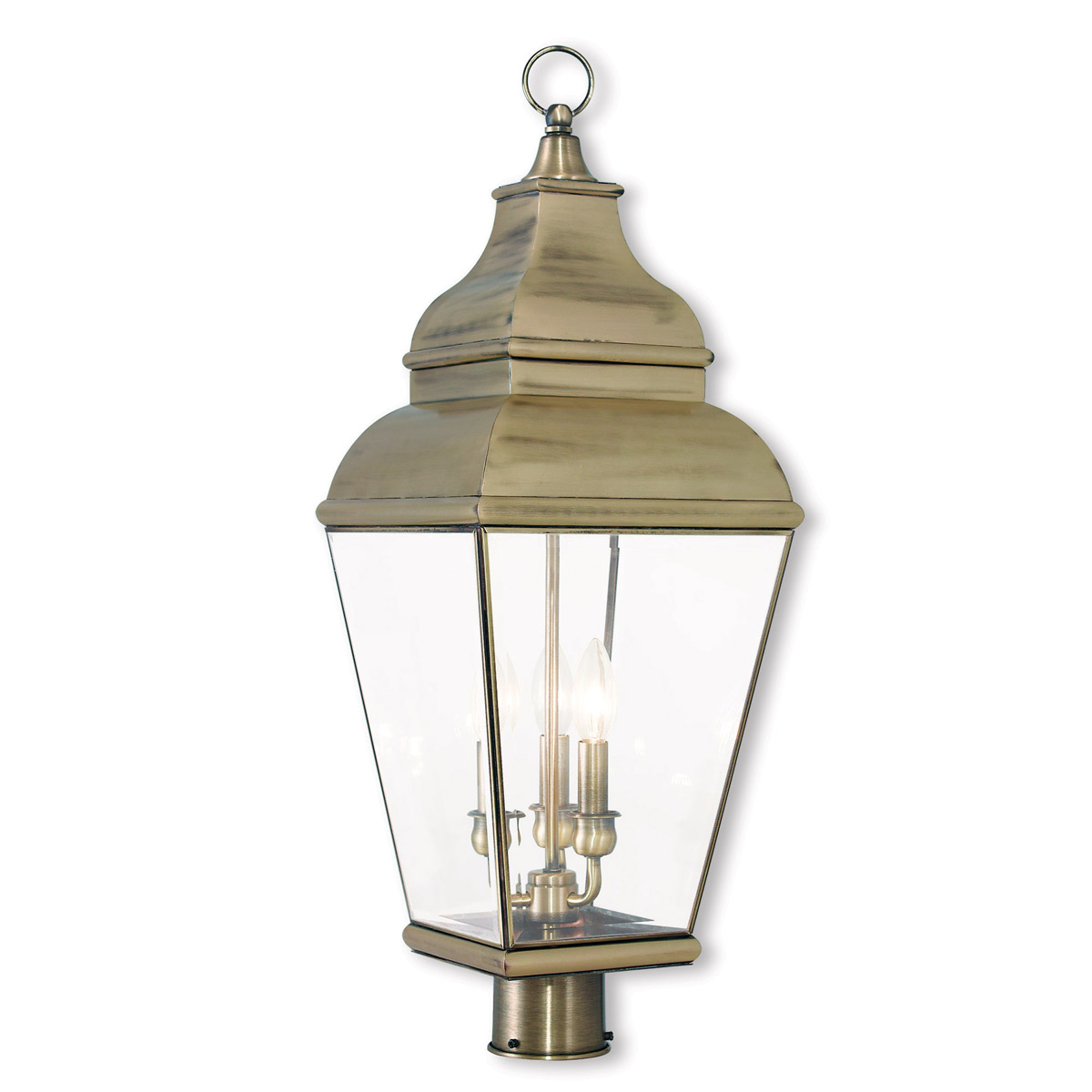 Livex Lighting 2594-01 Exeter 3 Light 28.25 inch Antique Brass Large Outdoor Post Top Lantern