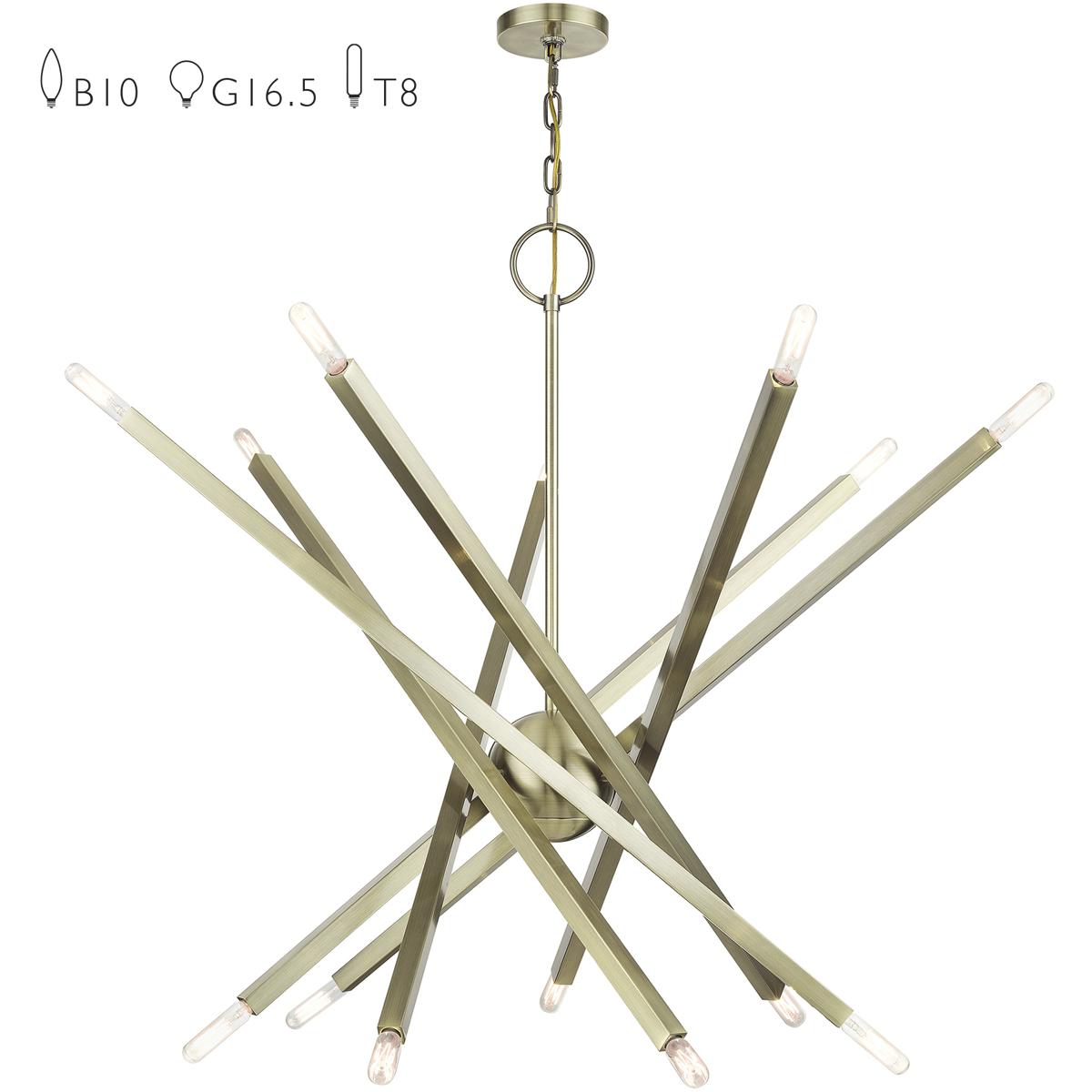 Livex Lighting 46847-01 Monaco 14 Light 40 inch Antique Brass Foyer Chandelier Ceiling Light