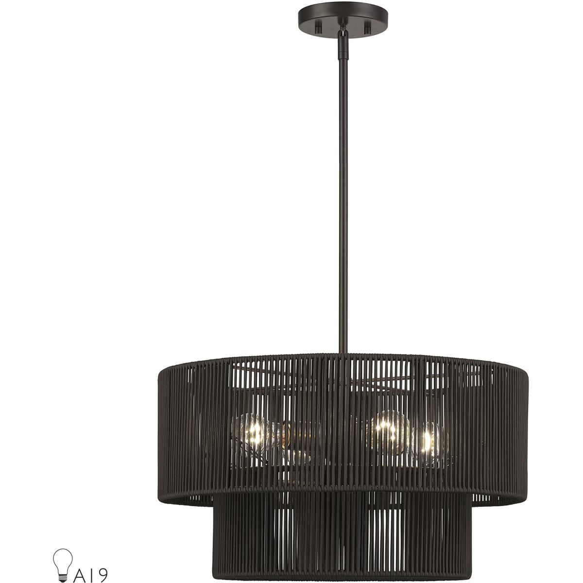 Livex Lighting 49125-92 Acordia 4 Light 20 inch English Bronze Pendant Chandelier Ceiling Light