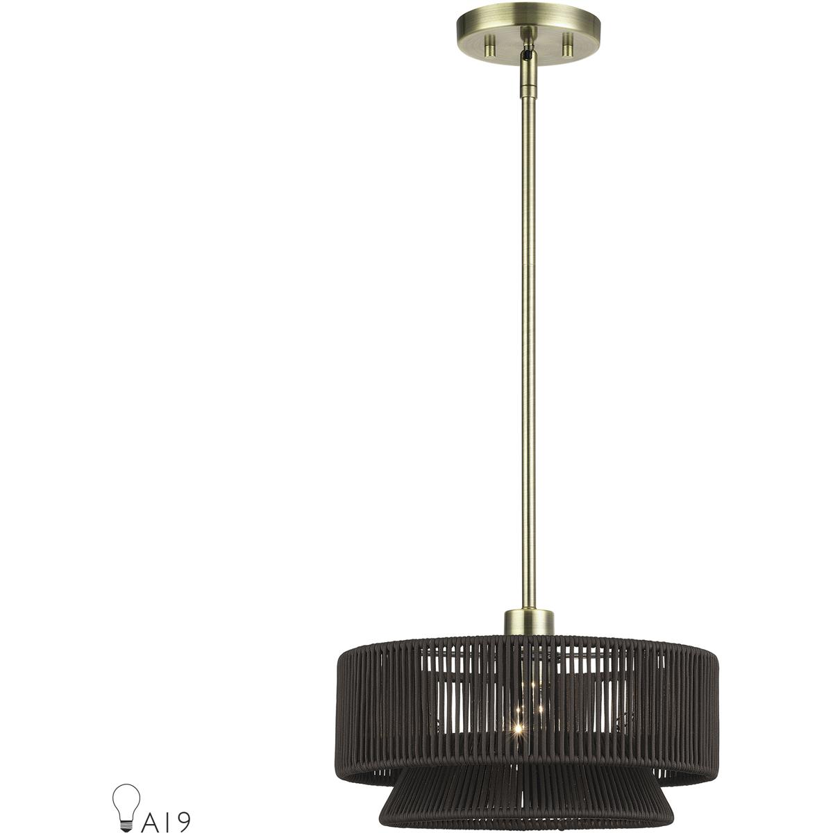 Livex Lighting 49141-01 Florell 1 Light 13 inch Antique Brass Pendant Ceiling Light