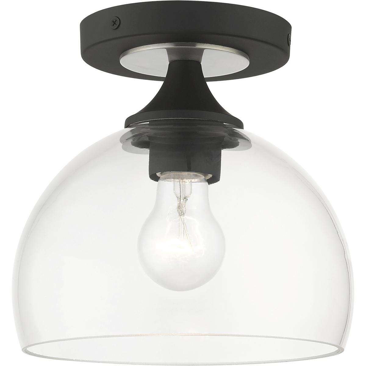 Livex Lighting 53640-04 Glendon 1 Light 8.25 inch Black with Brushed Nickel Finish Accents Semi-Flush Ceiling Light in Black with Brushed Nickel Accen