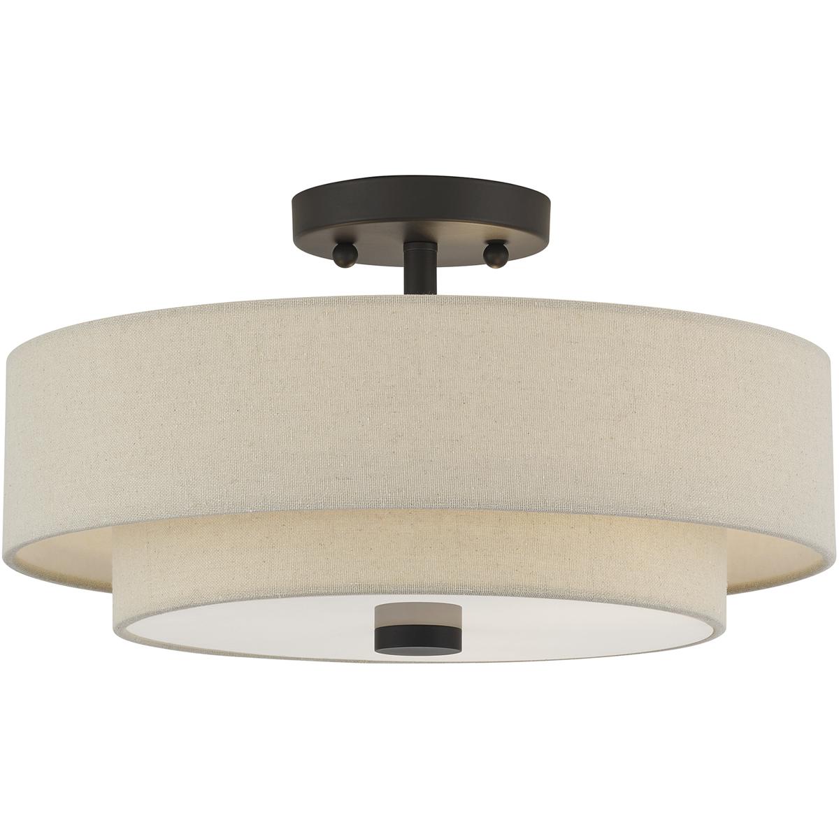 Livex Lighting 58854-07 Bellingham 3 Light 15 inch Bronze Semi Flush Mount Ceiling Light, Large