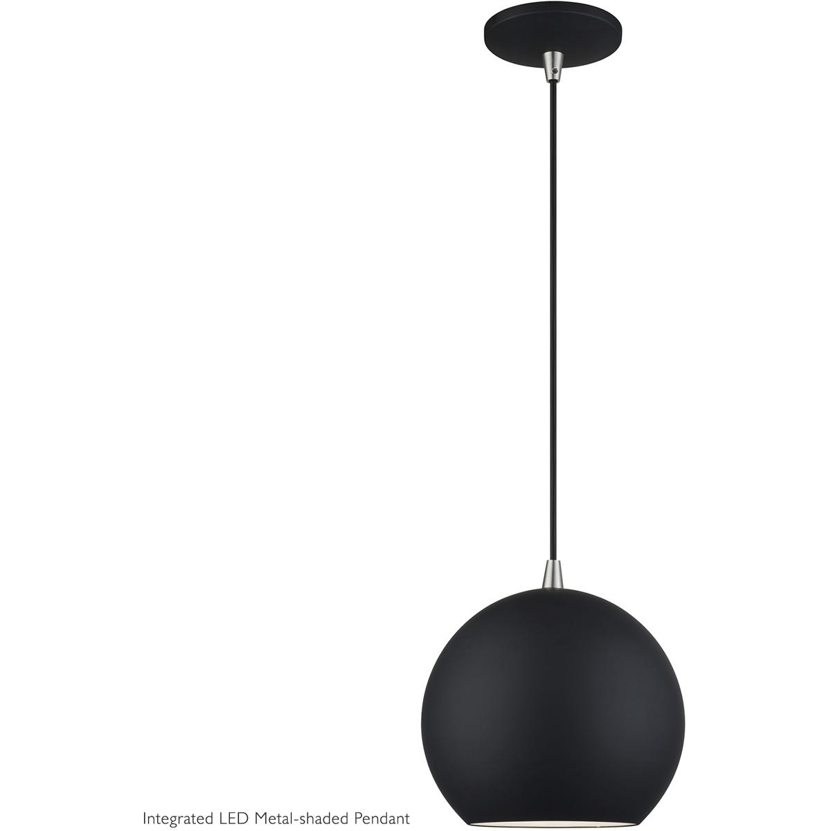 Livex Lighting 60278-04 Kuppola 9.25 inch Black with Brushed Nickel Accents Globe Pendant Ceiling Light, Globe