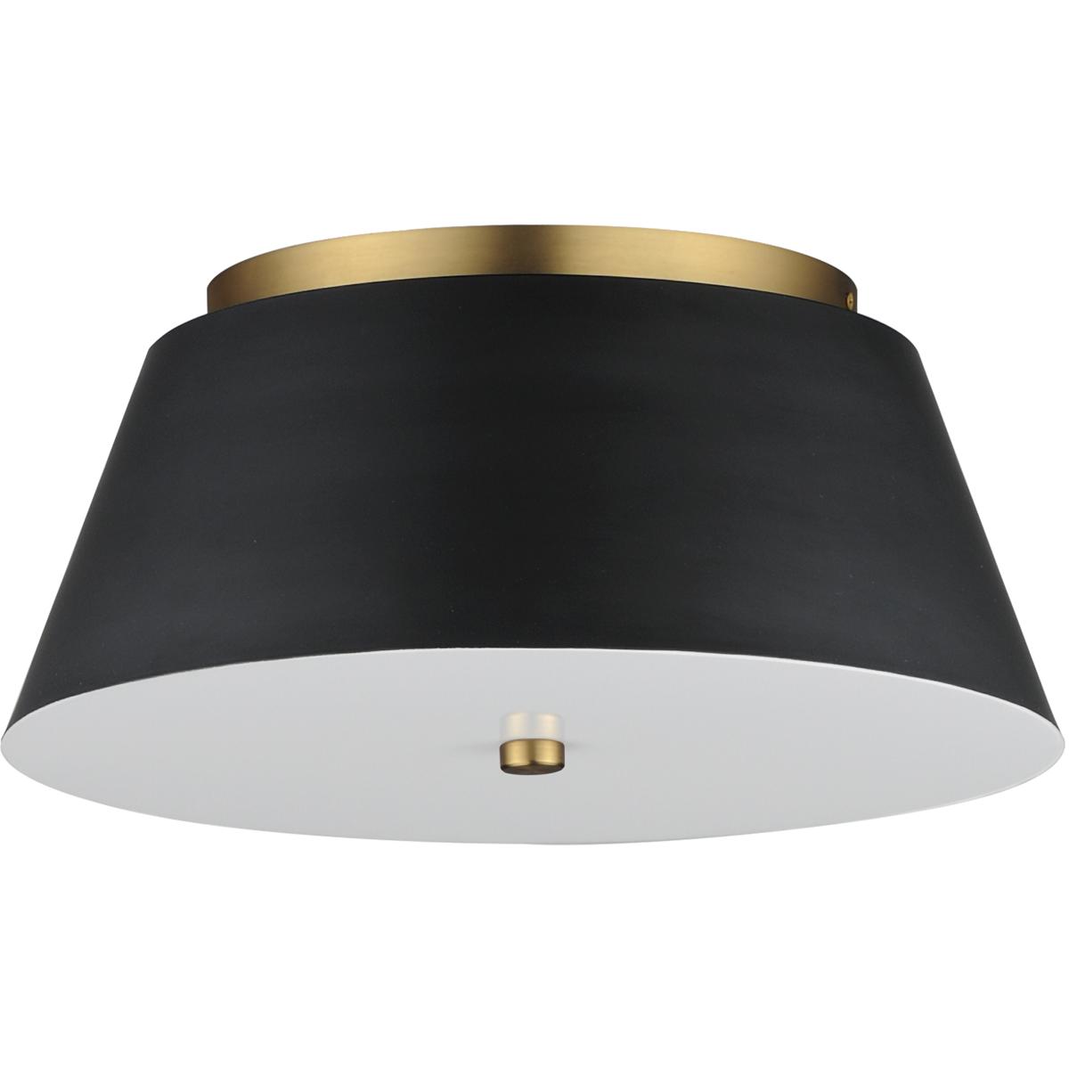Maxim Lighting 10719WTBKNAB Miles LED 16 inch Black and Natural Aged Brass Flush Mount Ceiling Light