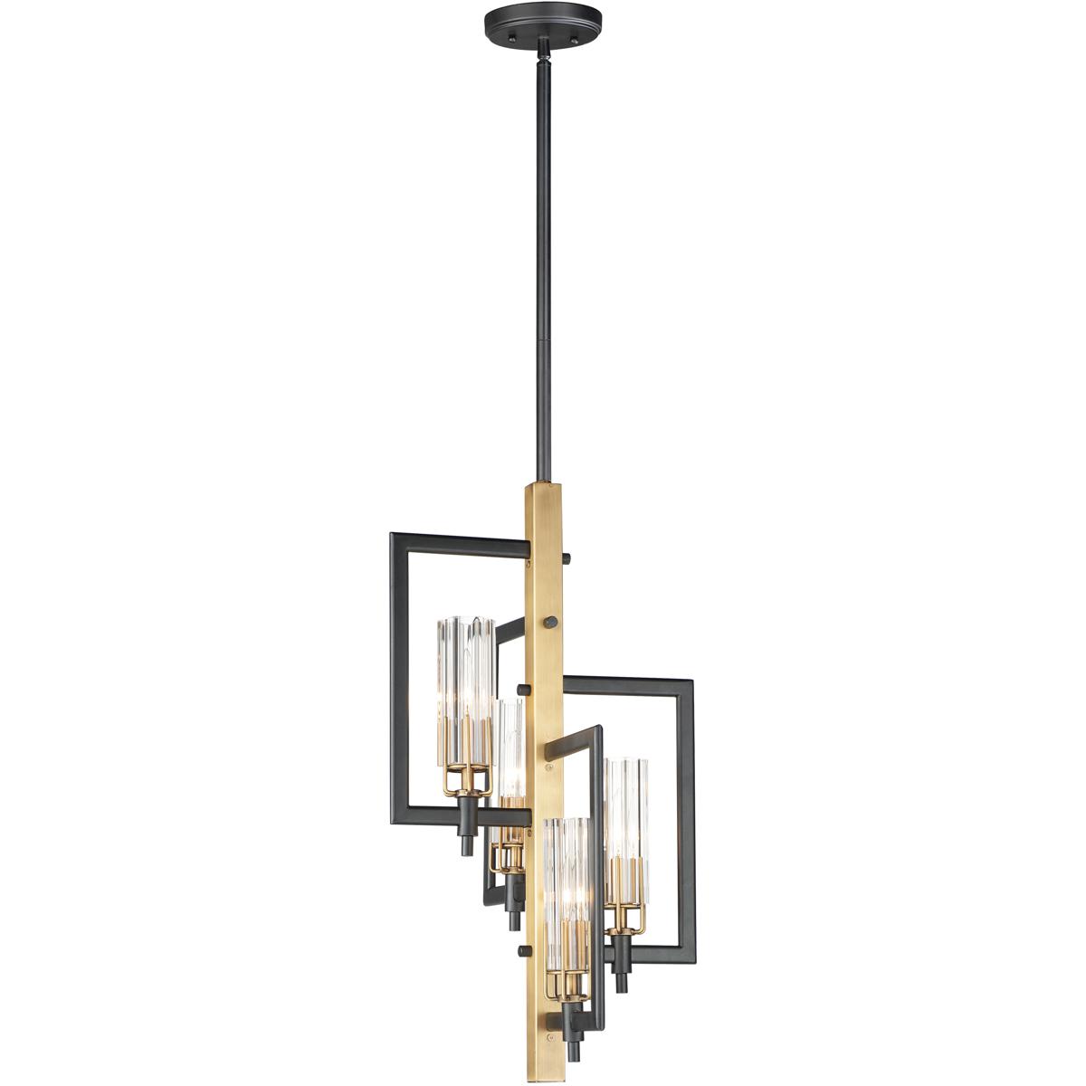 Maxim Lighting 16114CLBKAB Flambeau 4 Light 13 inch Black and Antique Brass Single Pendant Ceiling Light