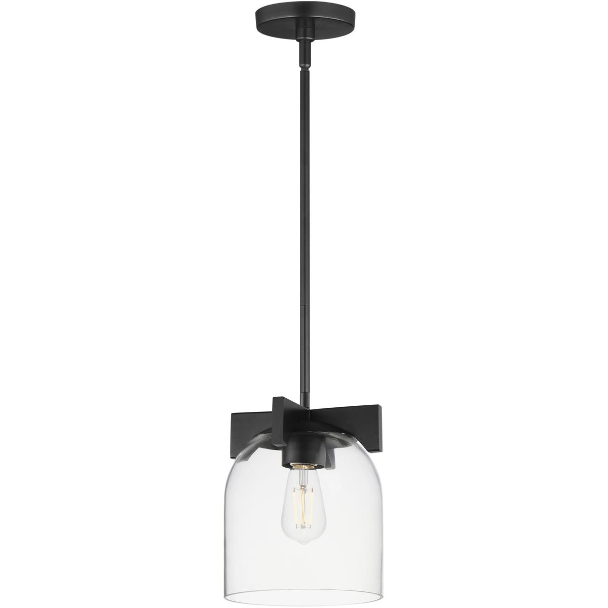 Maxim Lighting 21230CLBK Scoop 1 Light 8 inch Black Single Pendant Ceiling Light in Clear