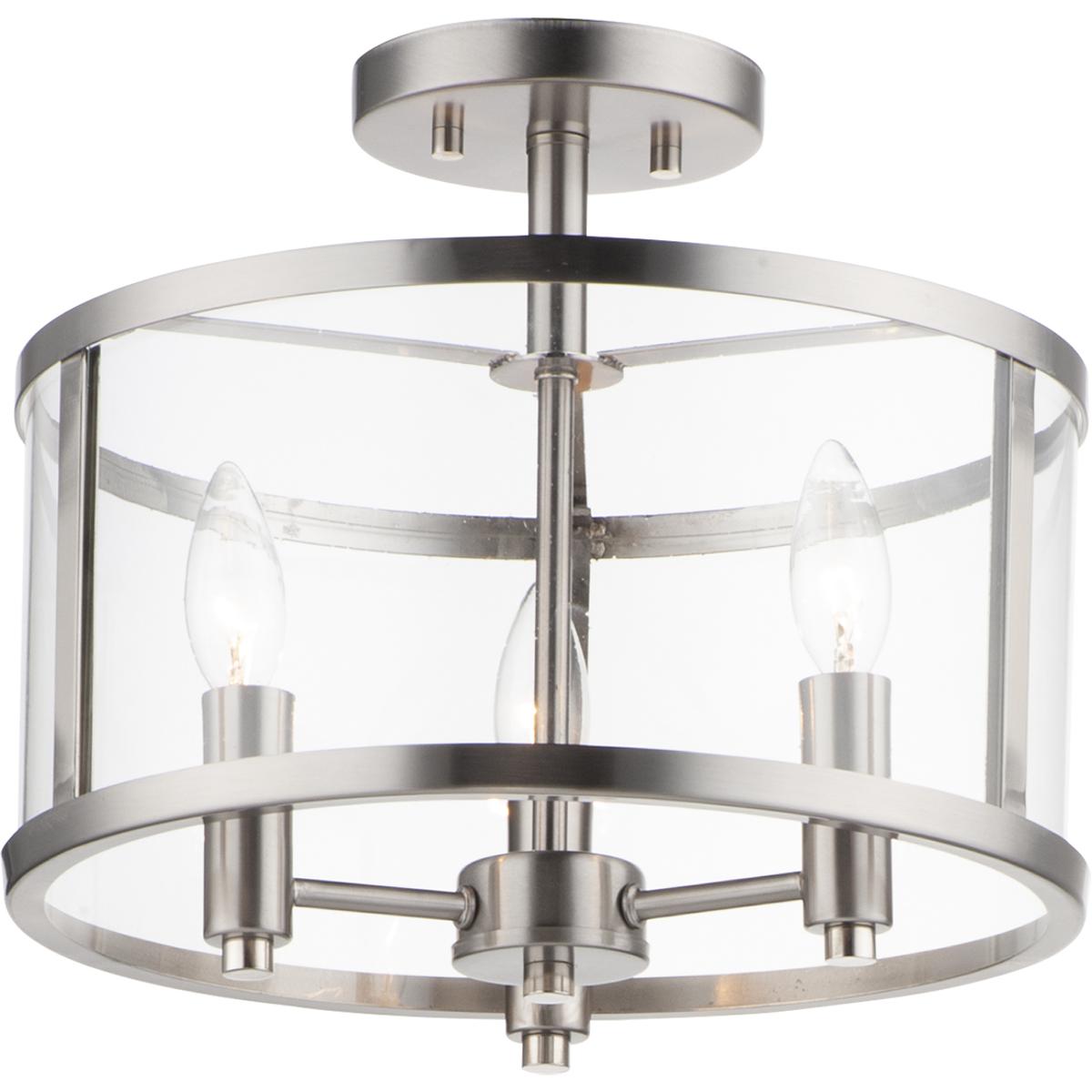 Maxim Lighting 25250CLSN Sentinel 3 Light 13.25 inch Satin Nickel Semi-Flush Mount Ceiling Light