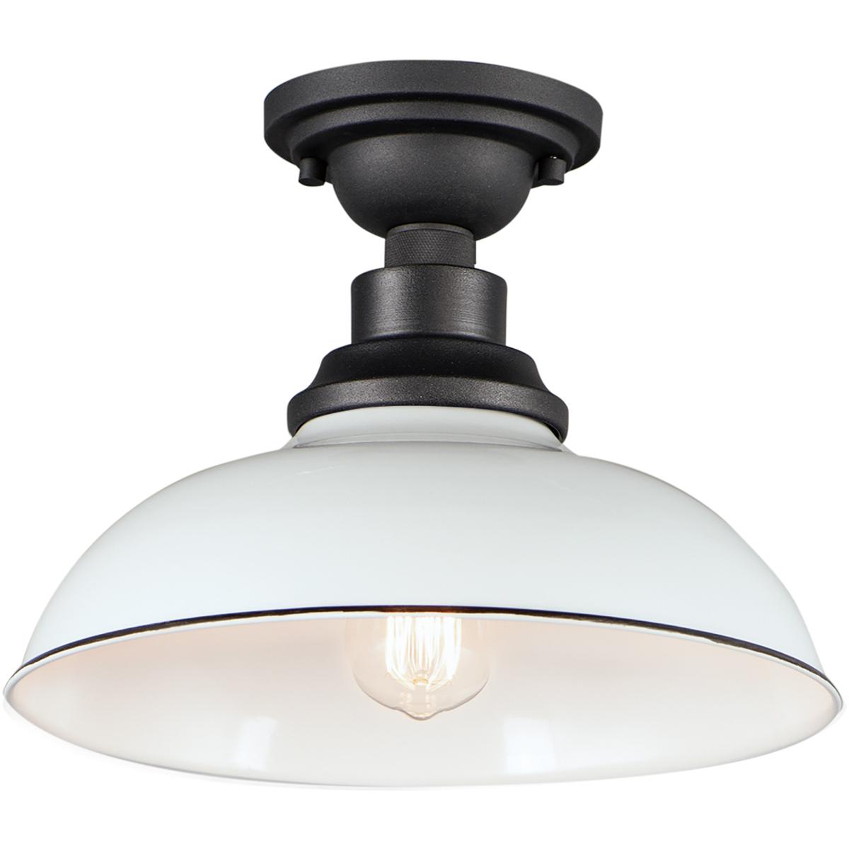 Maxim Lighting 35110WTBK Granville 1 Light 12 inch White and Black Outdoor Flush Mount