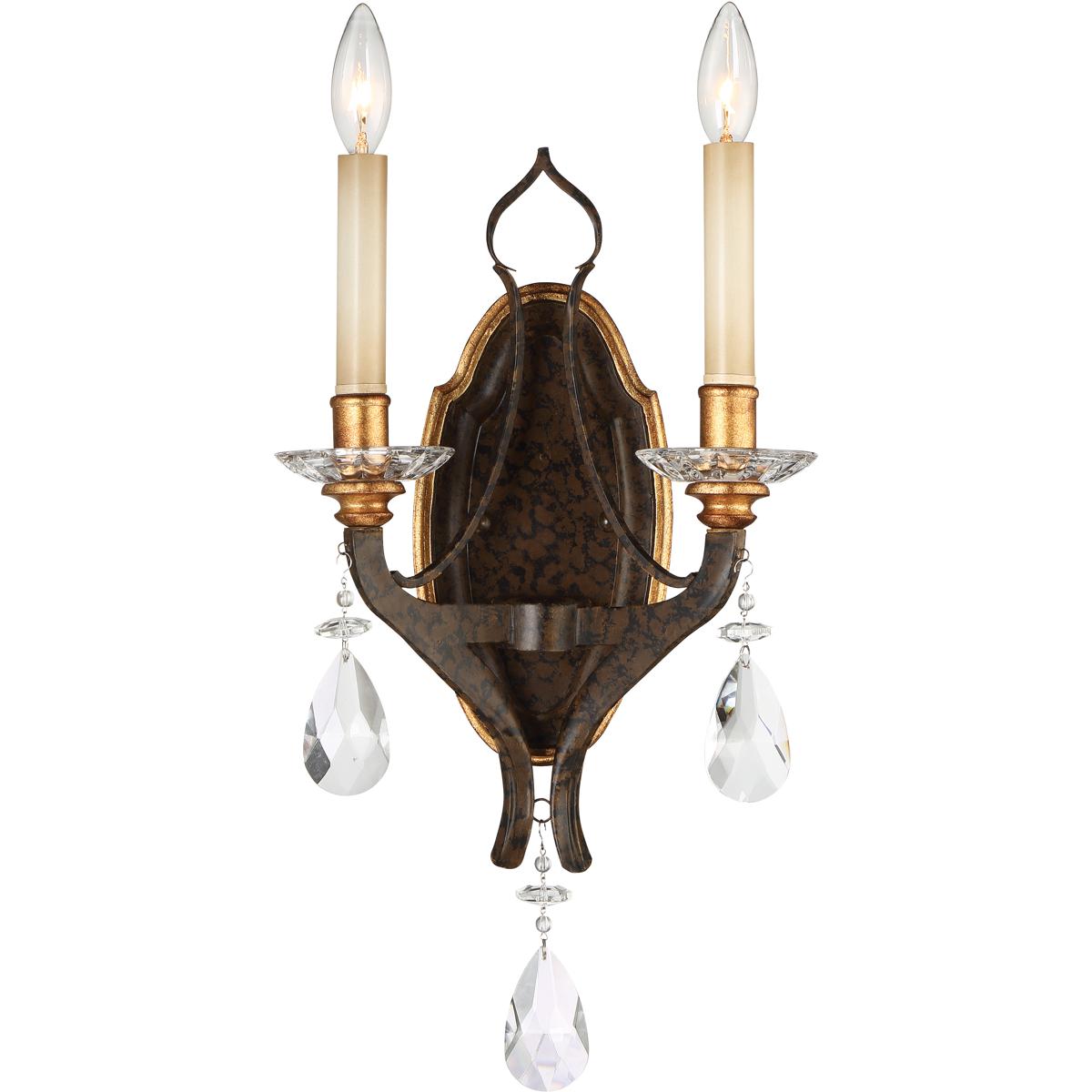 Metropolitan N6452-652 Chateau Nobles 2 Light 11 inch Raven Bronze with Sunburst Gold Wall Sconce Wall Light