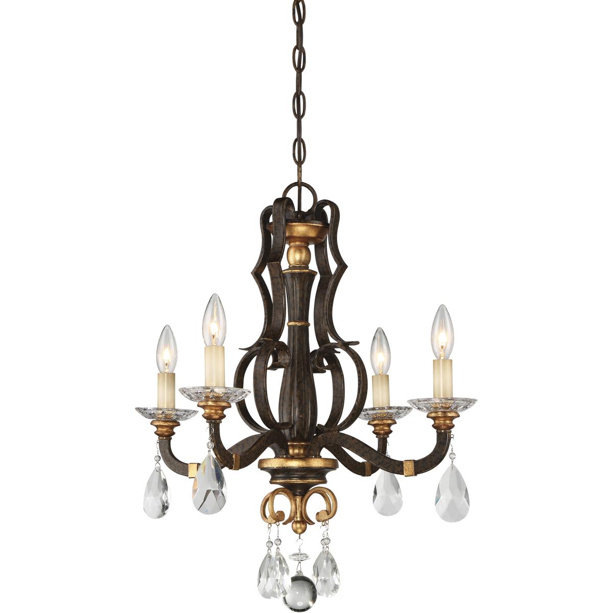 Metropolitan N6454-652 Chateau Nobles 4 Light 21 inch Raven Bronze with Sunburst Gold Mini Chandelier Ceiling Light