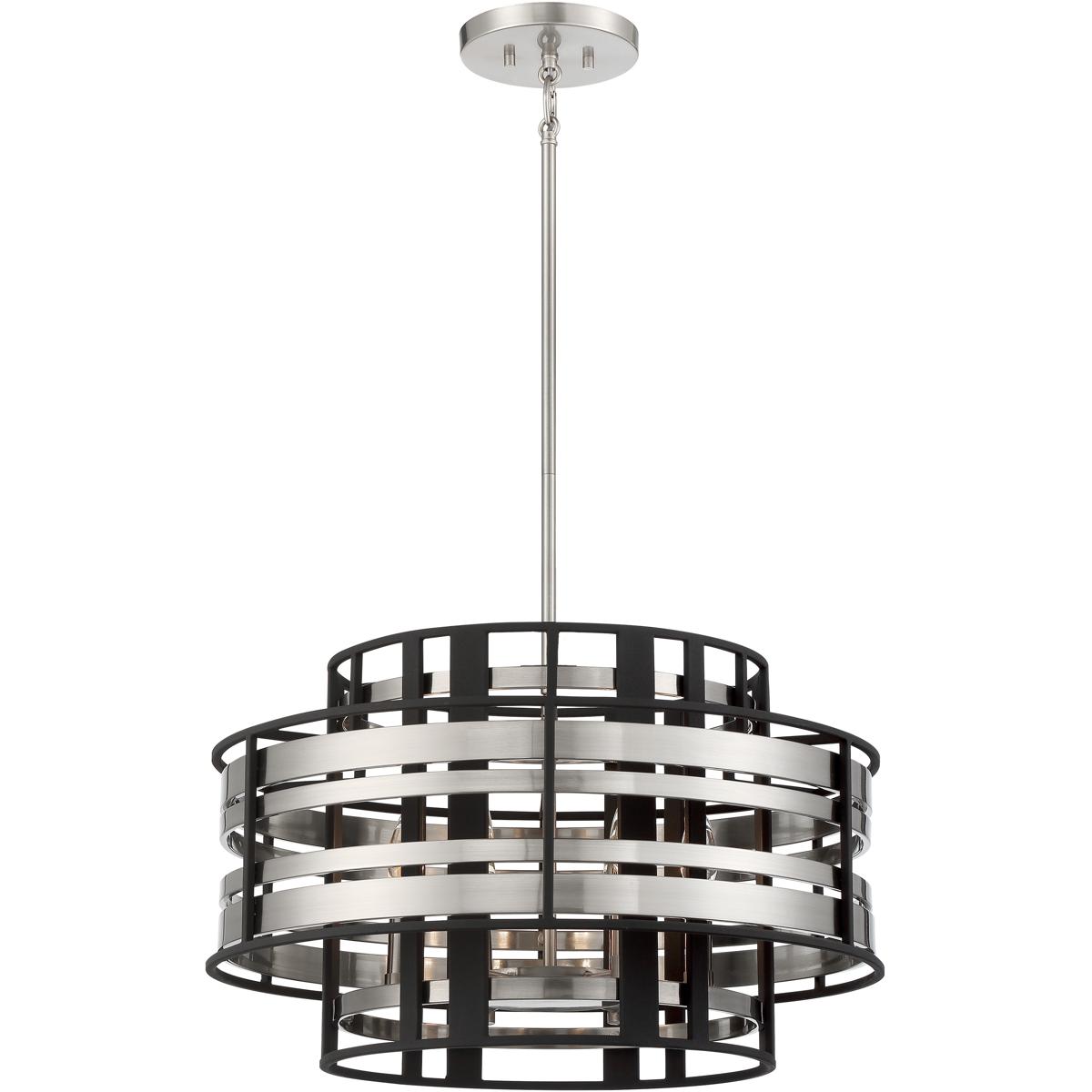 Metropolitan N7986-420 Presten 6 Light 22.5 inch Brushed Nickel with Sand Coal Pendant Ceiling Light