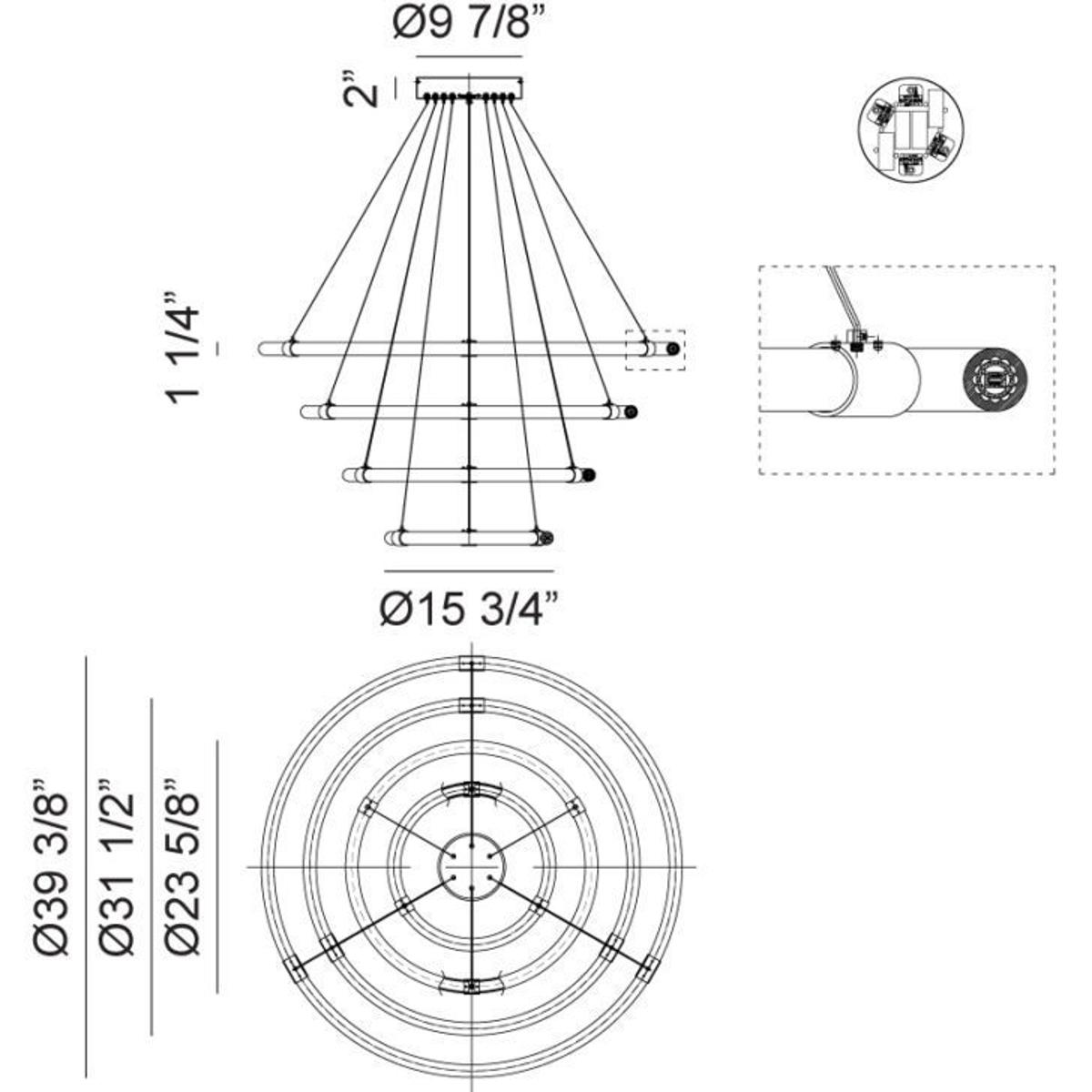 Matteo Lighting C34899AG Inkara LED 39.38 inch Aged Gold Brass Pendant Ceiling Light
