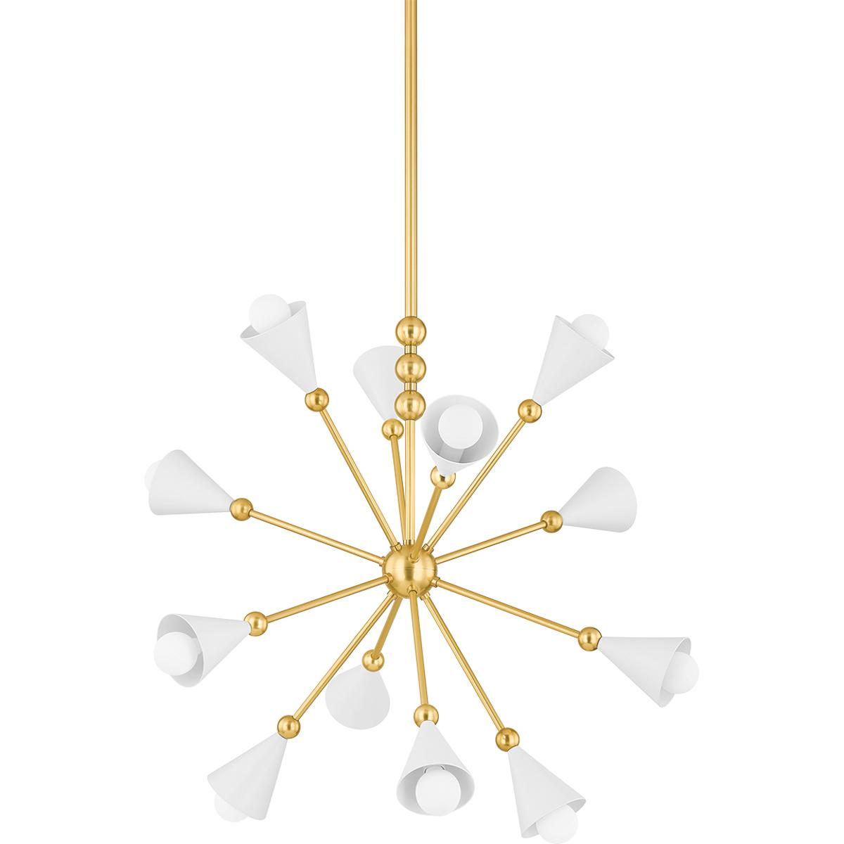 Mitzi H681812-AGB/SWH Hikari 12 Light 28.25 inch Aged Brass and Soft White Chandelier Ceiling Light