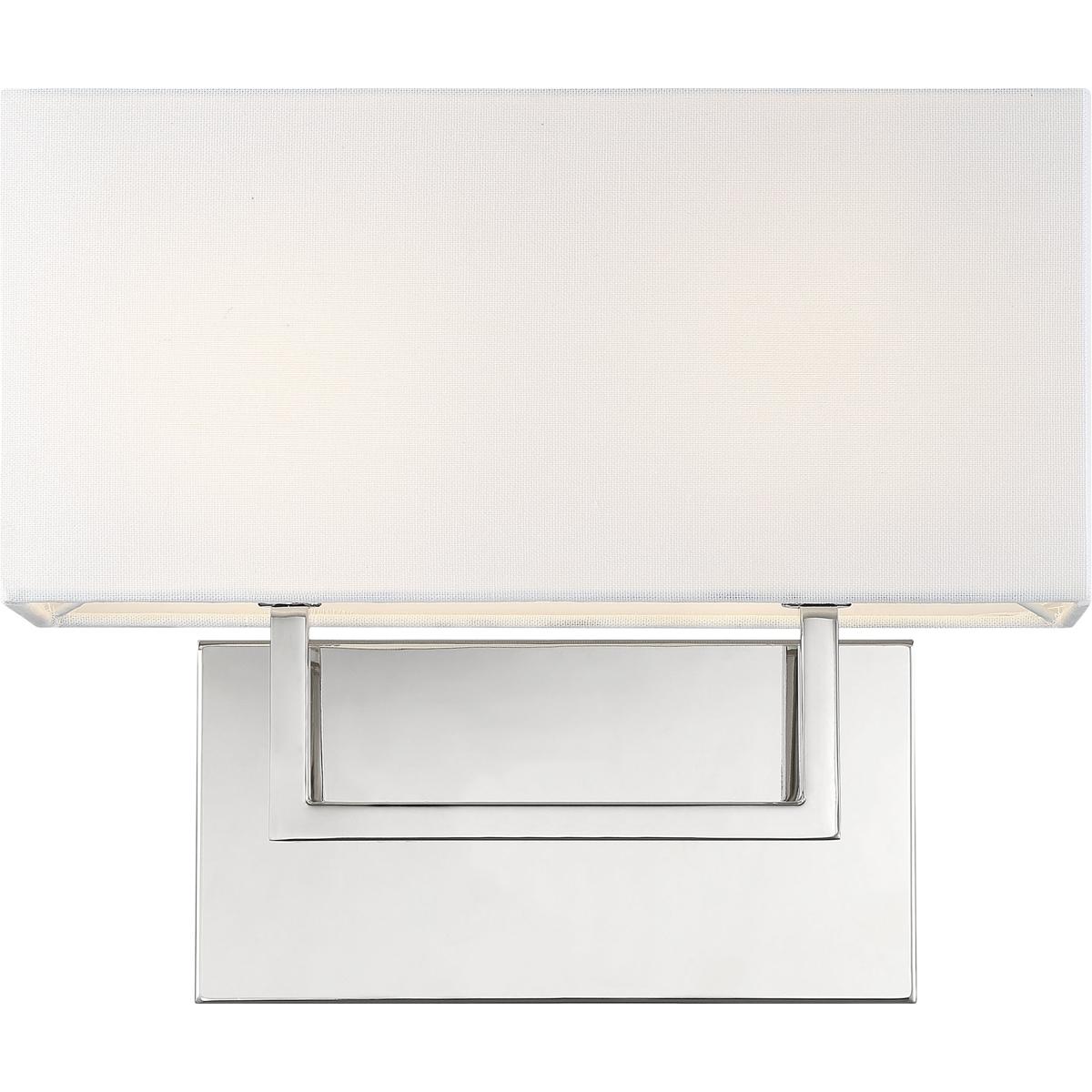 Nuvo 60/6718 Tribeca 2 Light 14 inch Polished Nickel and White Fabric Vanity Light Wall Light