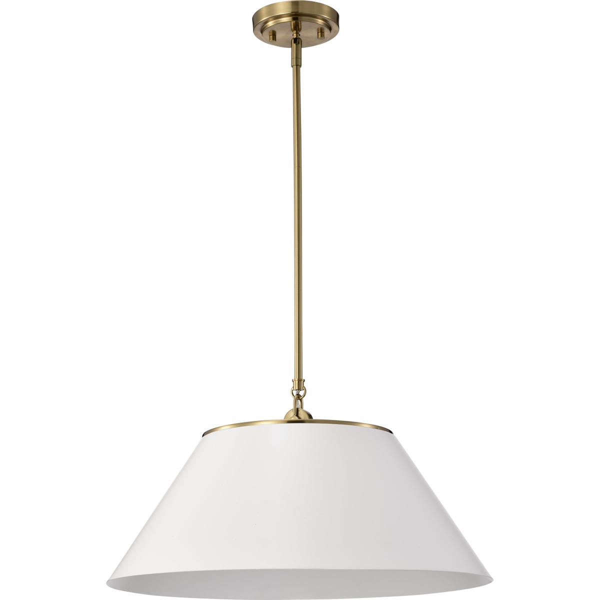 Nuvo 60/7415 Dover 3 Light 20 inch White/Vintage Brass Pendant Ceiling Light