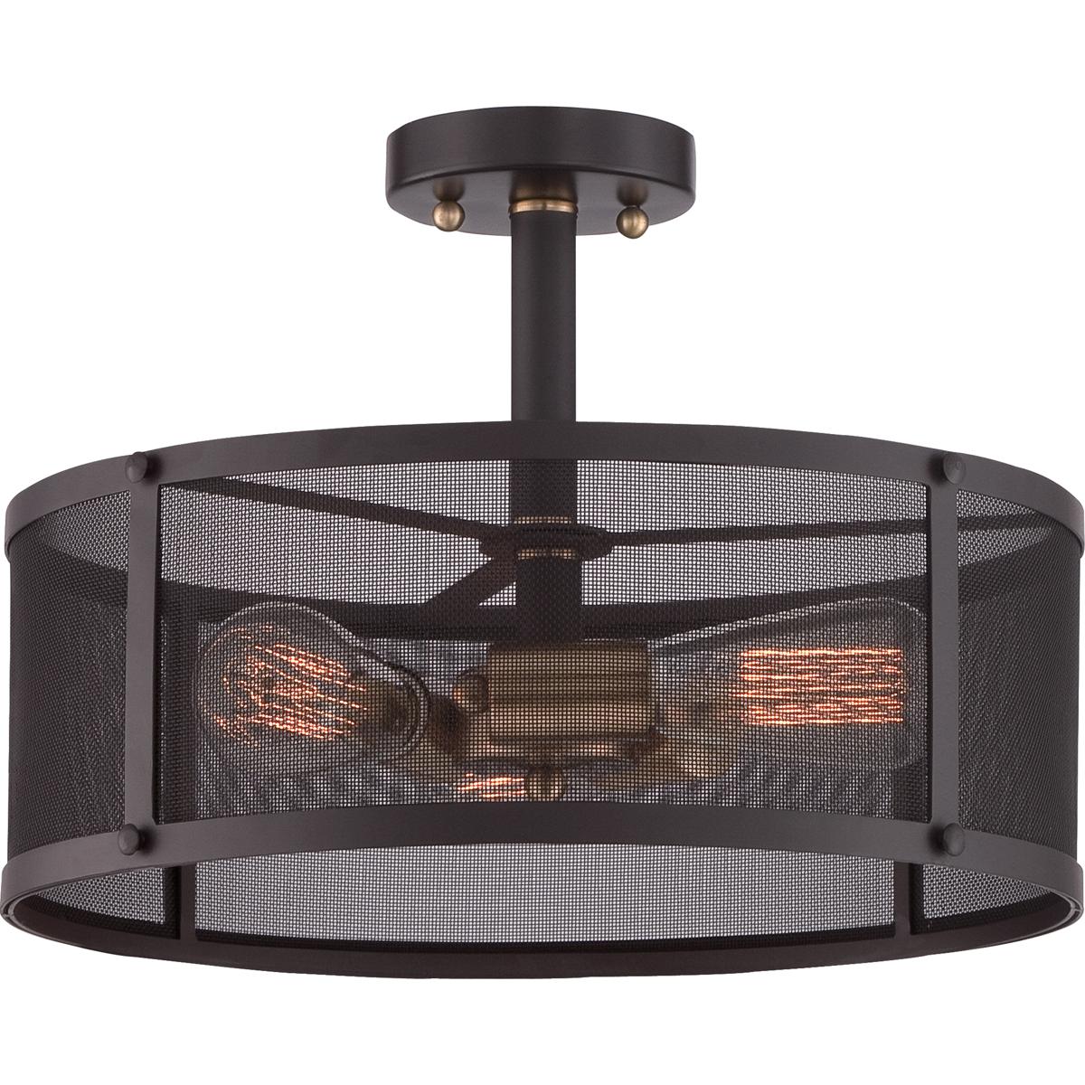 Quoizel UST1716WT Union Station 3 Light 16 inch Western Bronze Semi-Flush Mount Ceiling Light