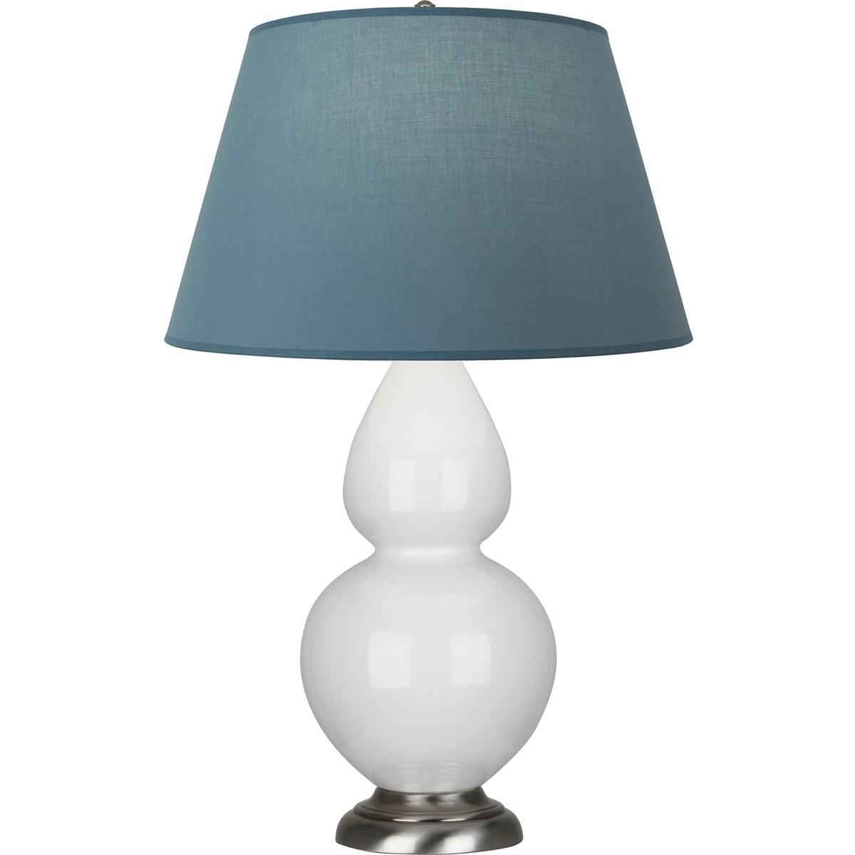 Robert Abbey 1670B Double Gourd 31 inch 150 watt Lily Glazed Ceramic with Antique Silver Table Lamp Portable Light in Bright Blue with Gray