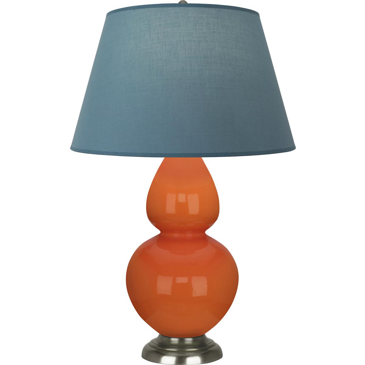 Robert Abbey 1675B Double Gourd 31 inch 150 watt Pumpkin Glazed Ceramic with Antique Silver Table Lamp Portable Light in Bright Blue with Gray