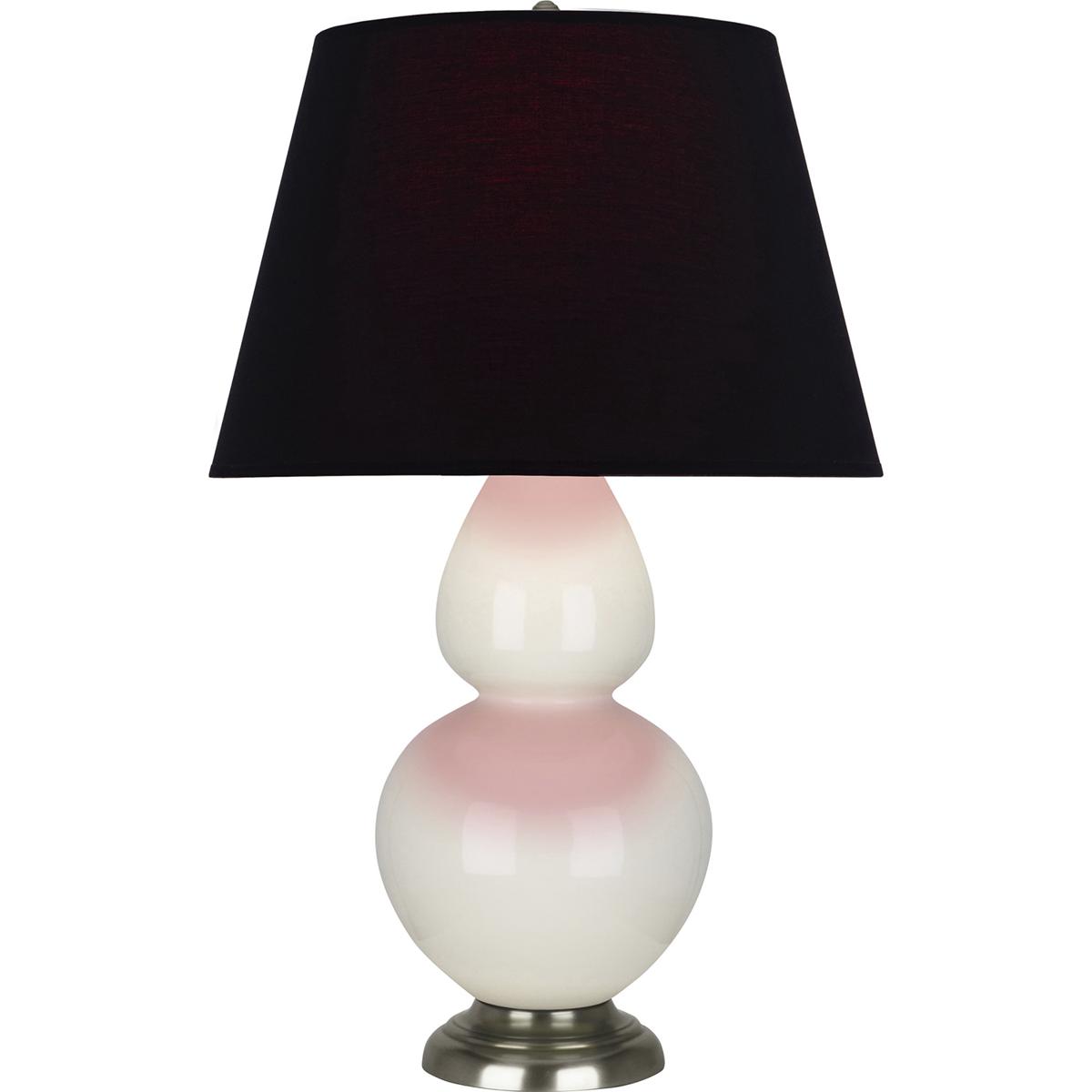 Robert Abbey 1756K Double Gourd 31 inch 150 watt Bone Glazed Ceramic with Antique Silver Table Lamp Portable Light in Ink Black with Rose Red