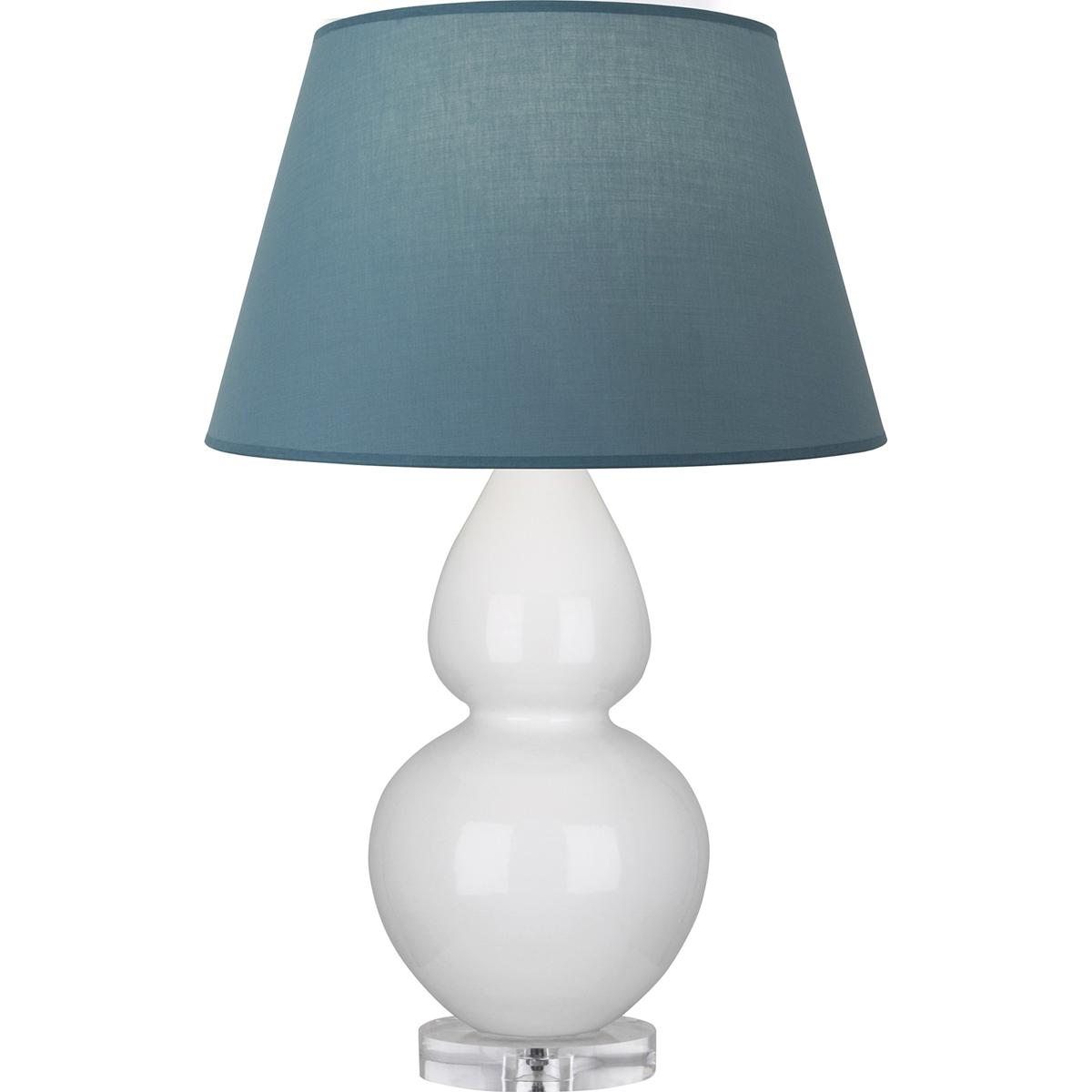 Robert Abbey A670B Double Gourd 30 inch 150 watt Lily Glazed Ceramic with Lucite Base Table Lamp Portable Light in Bright Blue with Gray